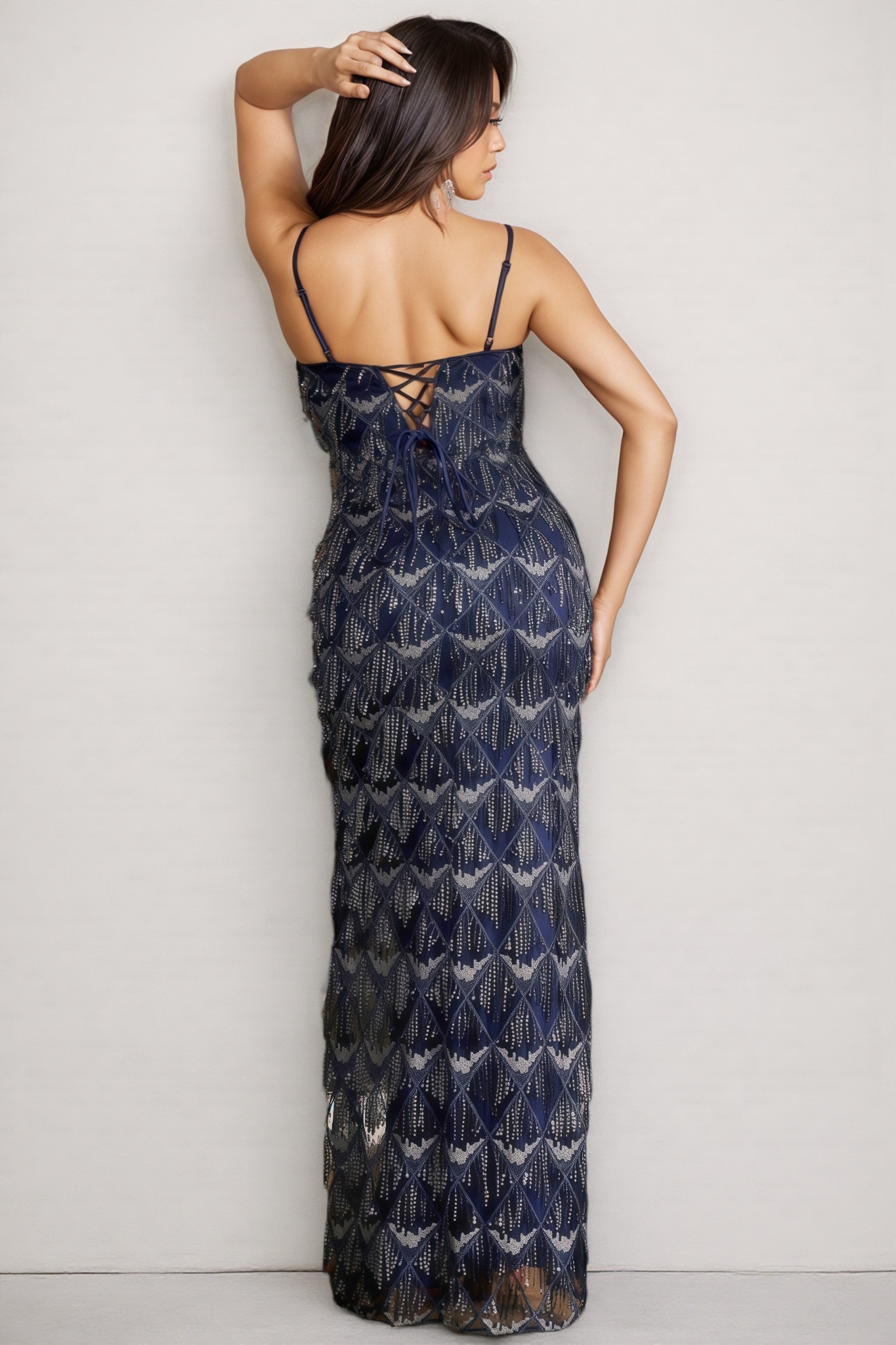Grayso Strapless Sequin Fringe Maxi Dress