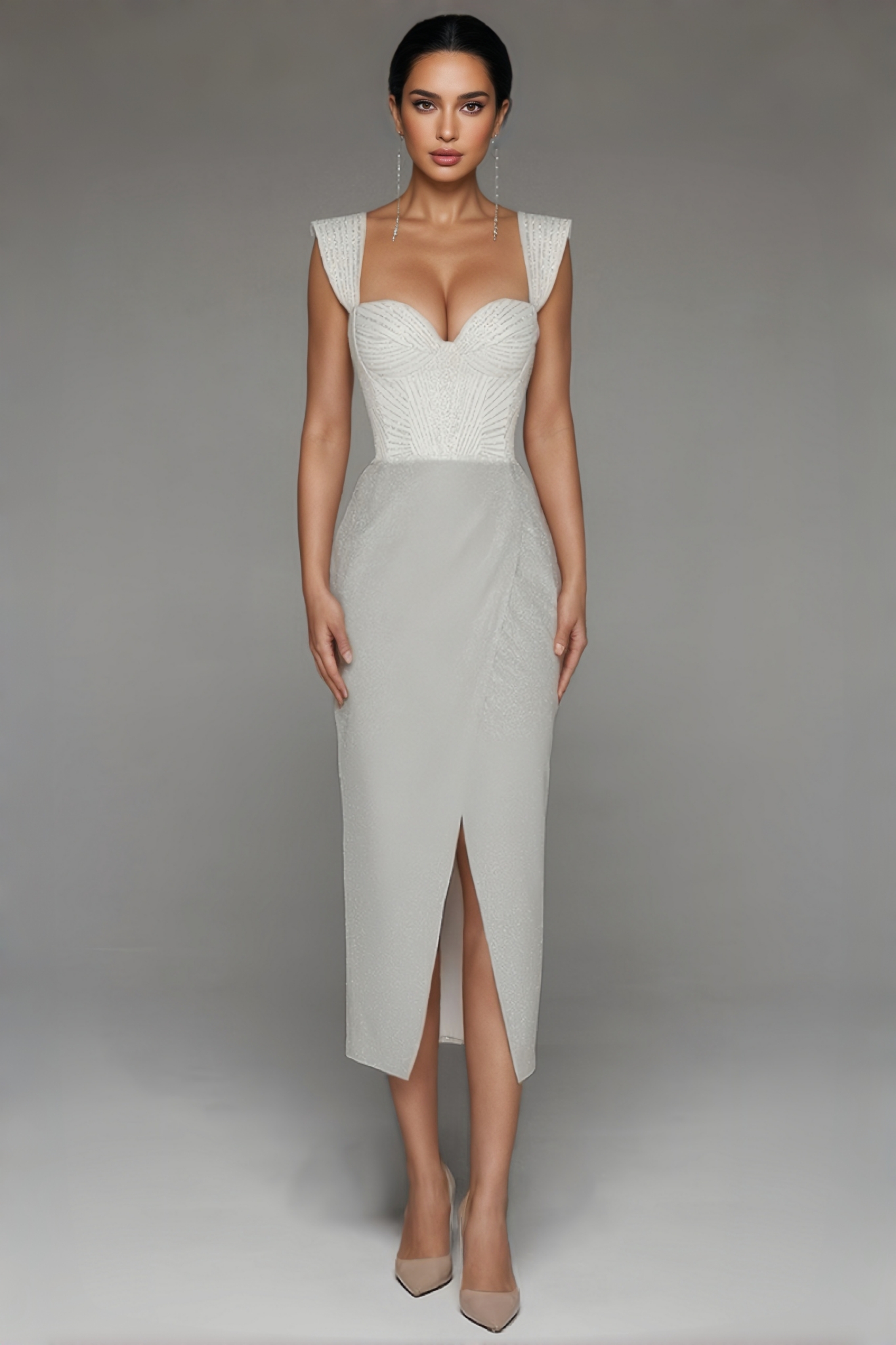 Dune Backless Split Maxi Dress-White