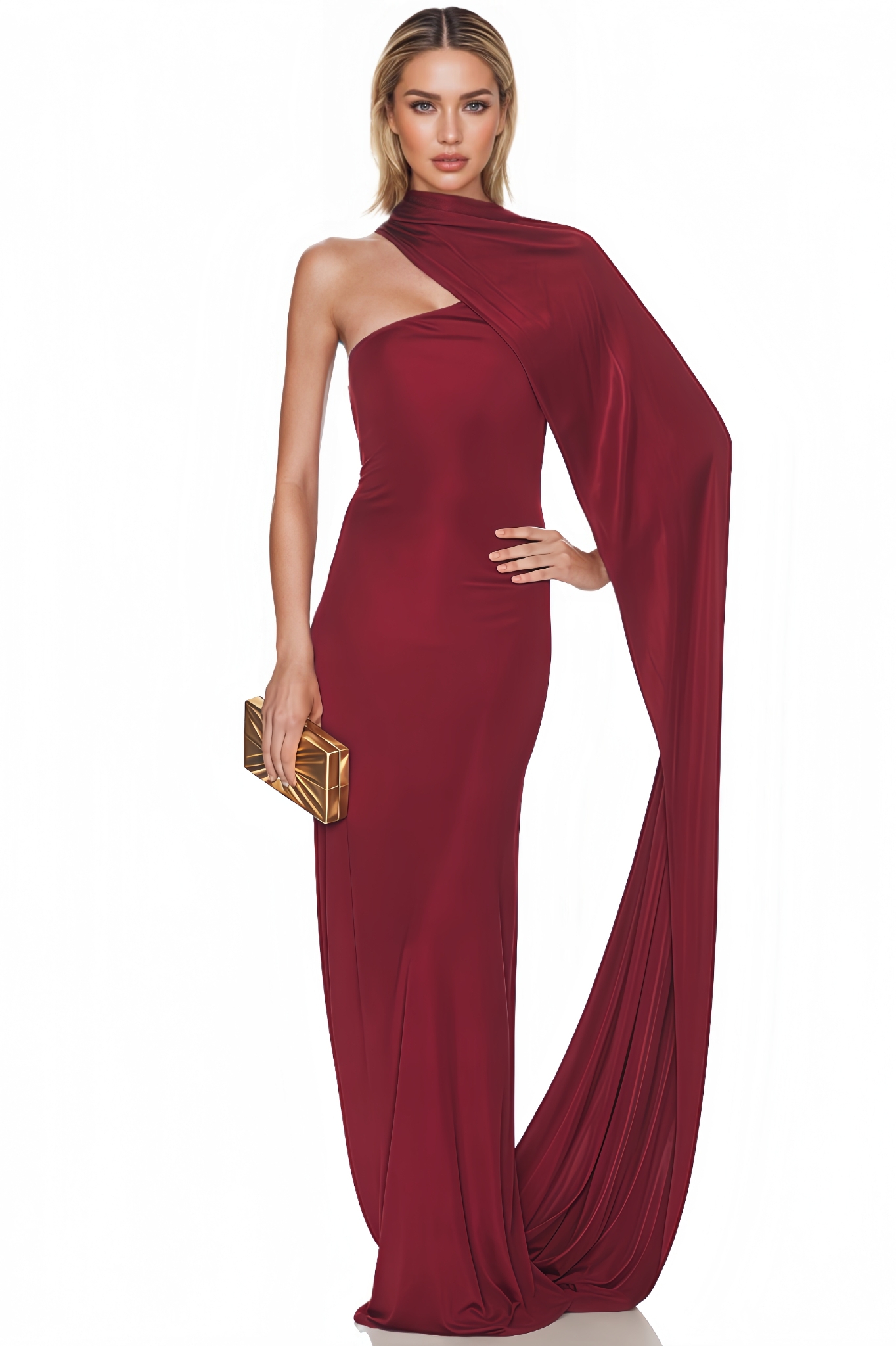 Daxte Backless Shawl-Collar Maxi Dress
