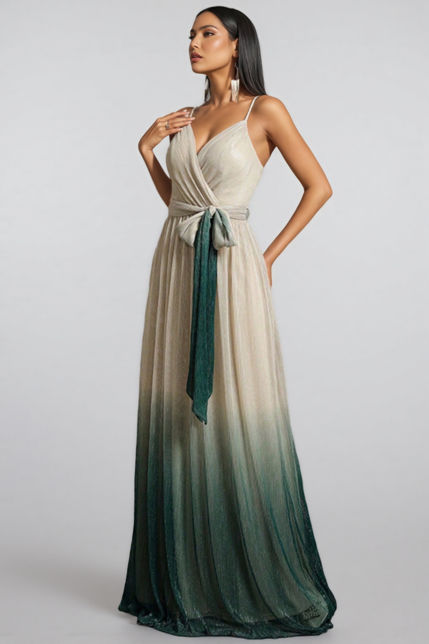 Delia Halter Backless Gradient Maxi Dress