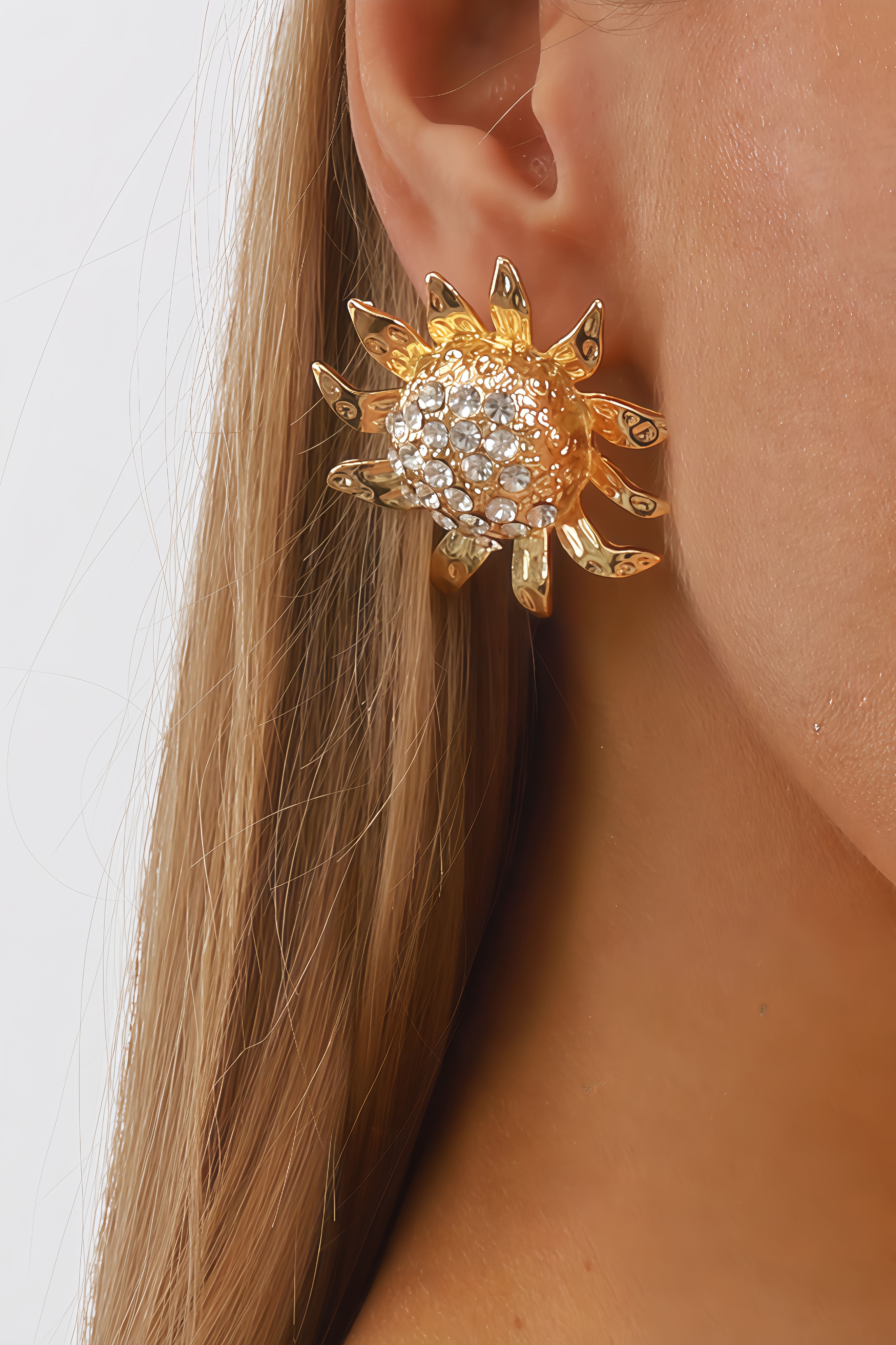 Bjorn Diamond-Studded Sunflower Earrings
