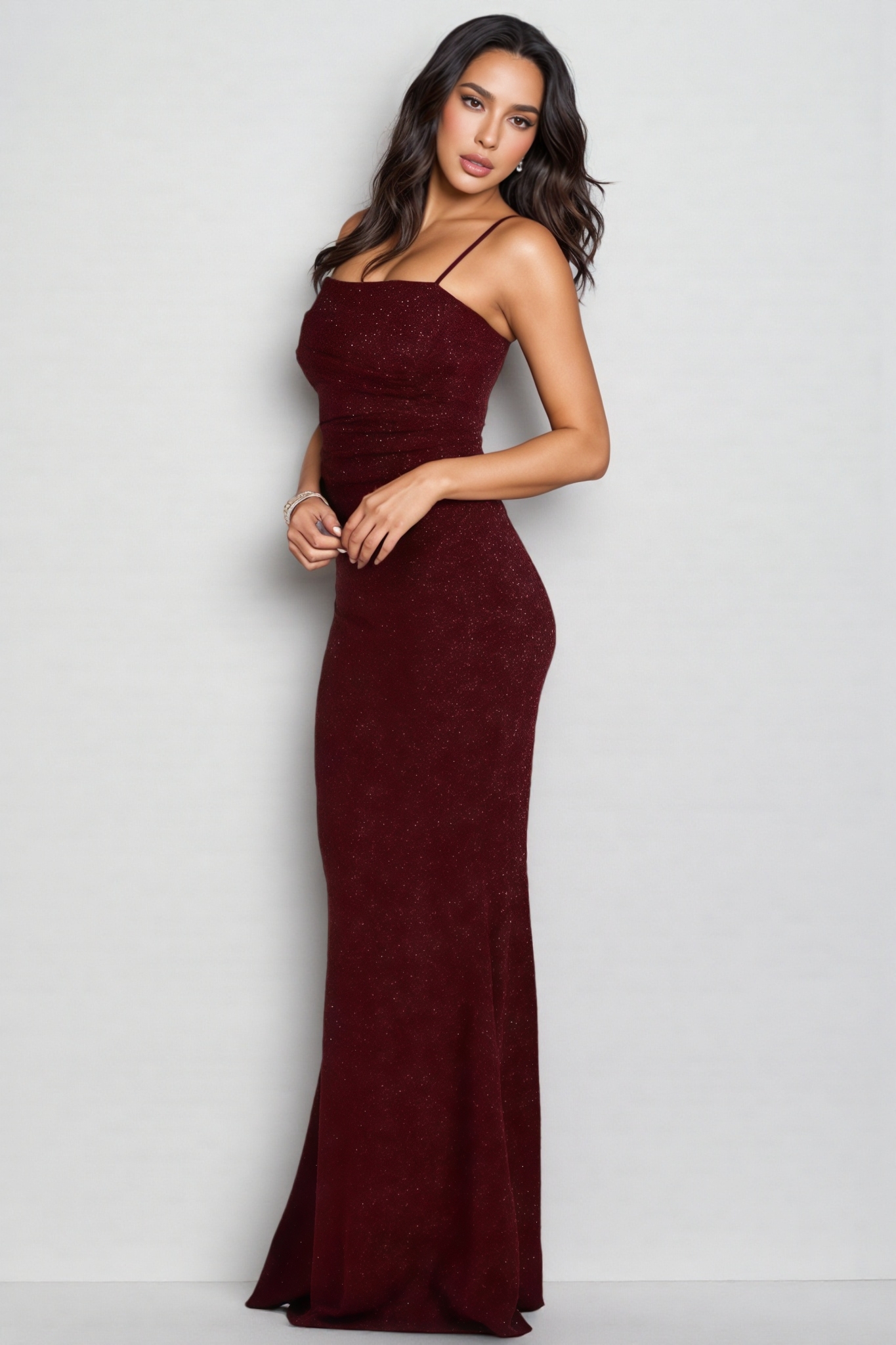 Ionea Red Strappy Ruched Wrap Maxi Dress