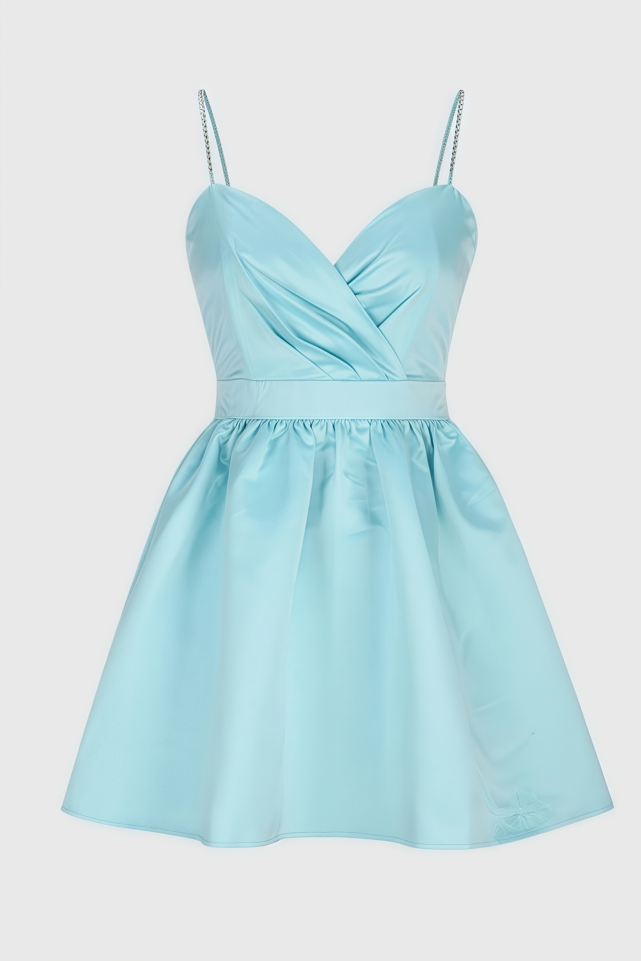 Rend Blue Pleated Halter Mini Dress