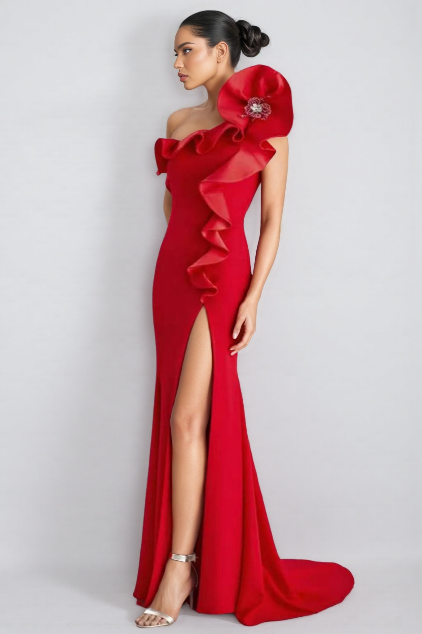 Jorah 3D Floral Ruffle Maxi Dress