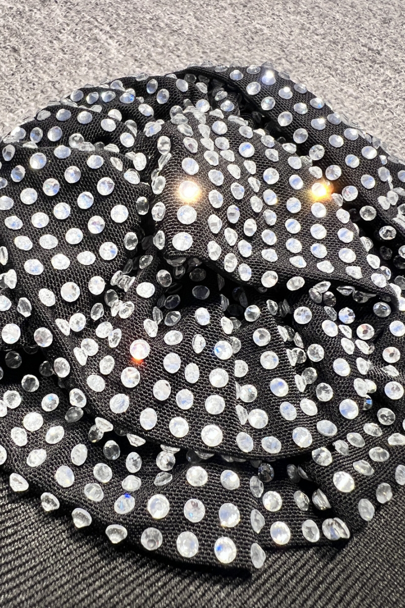 Xoelk Backless Rhinestone 3D Flower Maxi Dress