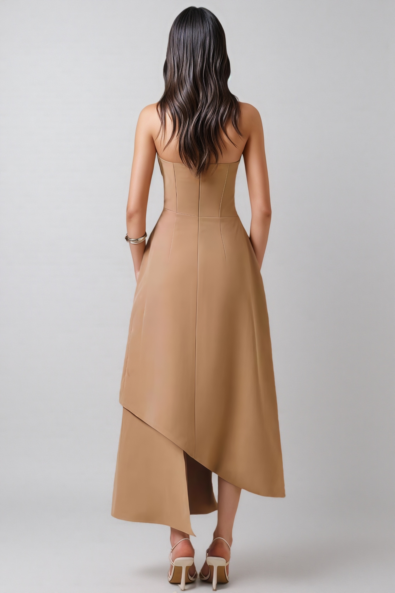 Harkp Irregular Strapless Maxi Dress