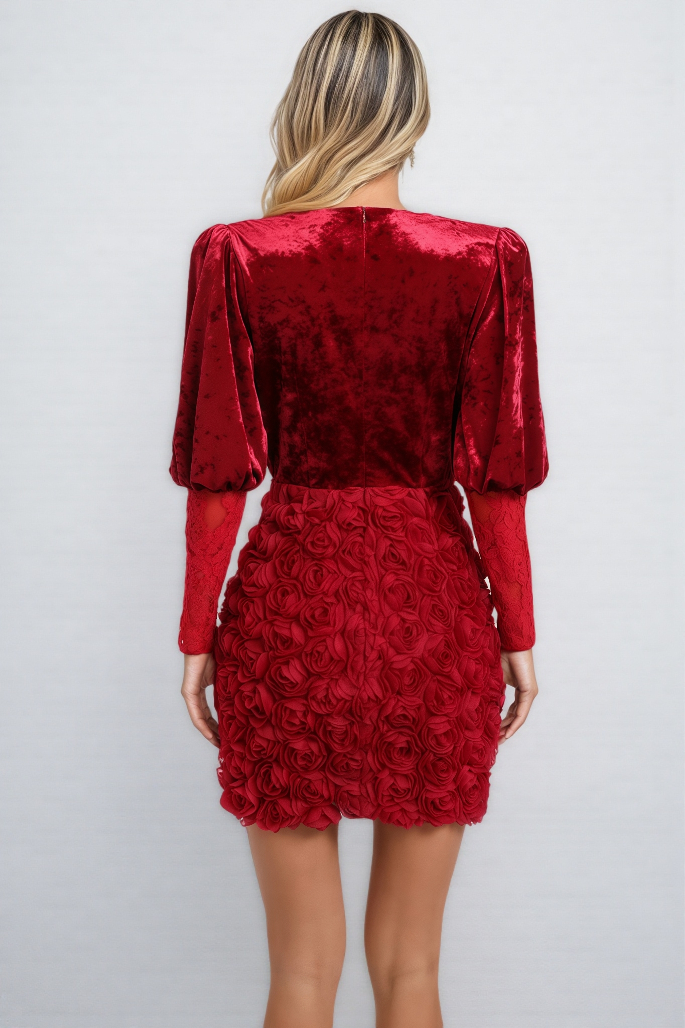 Dax 3D Floral Long Sleeve Mini Dress