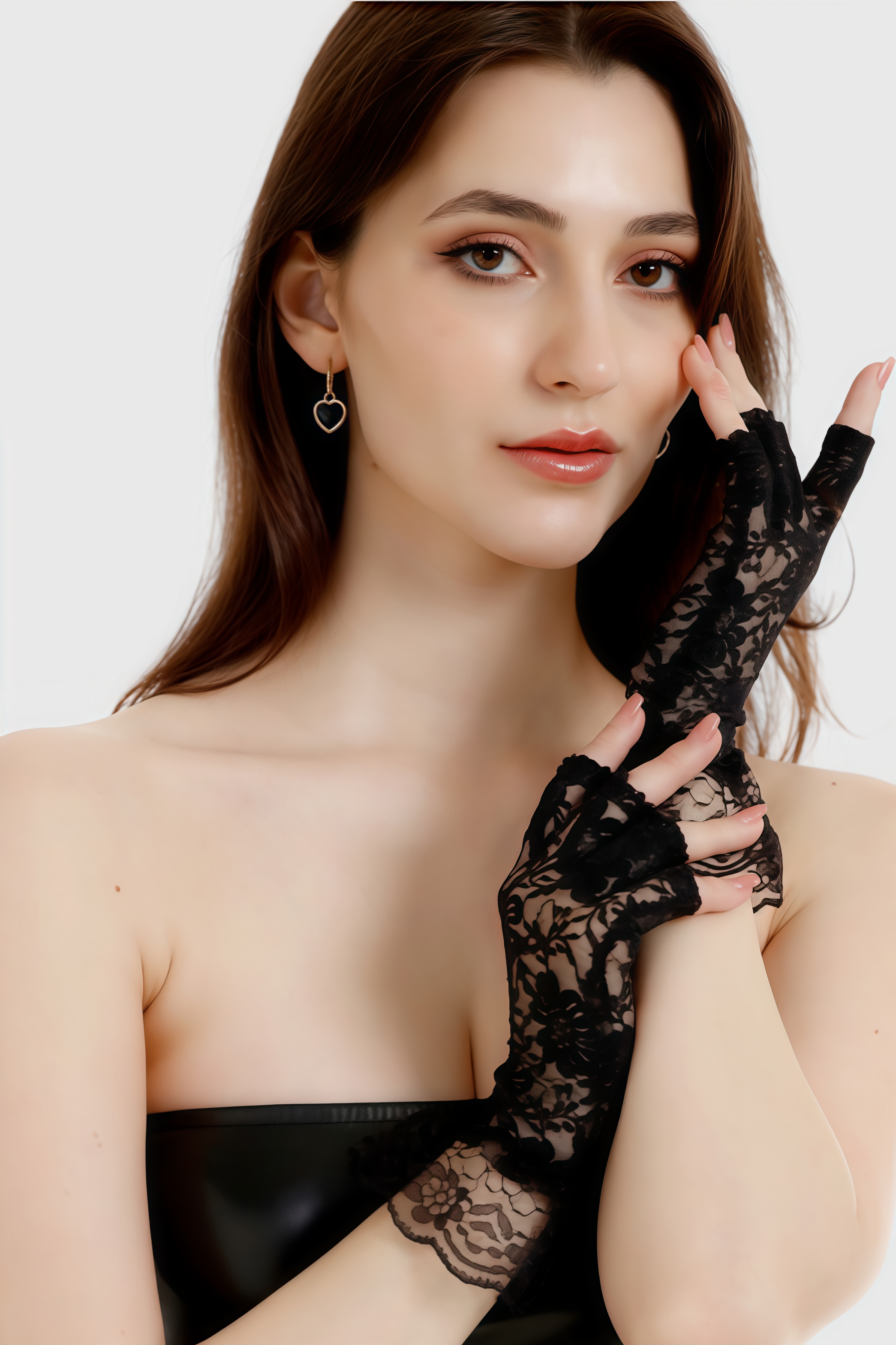 Odelt Black Half Finger Lace Gloves