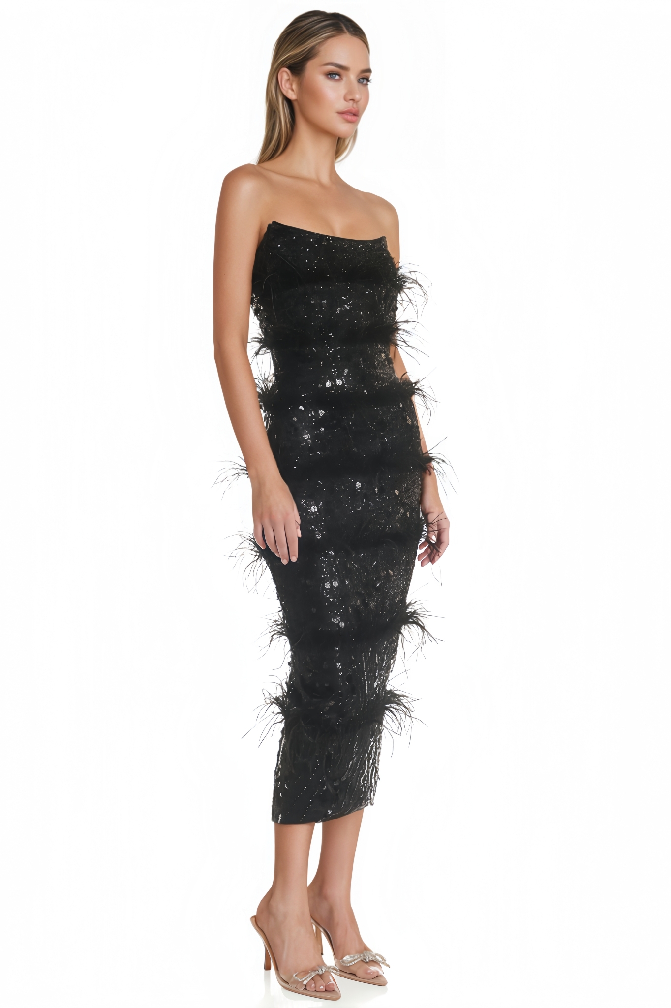 Sienla Sequin Halter-Neck Midi Dress