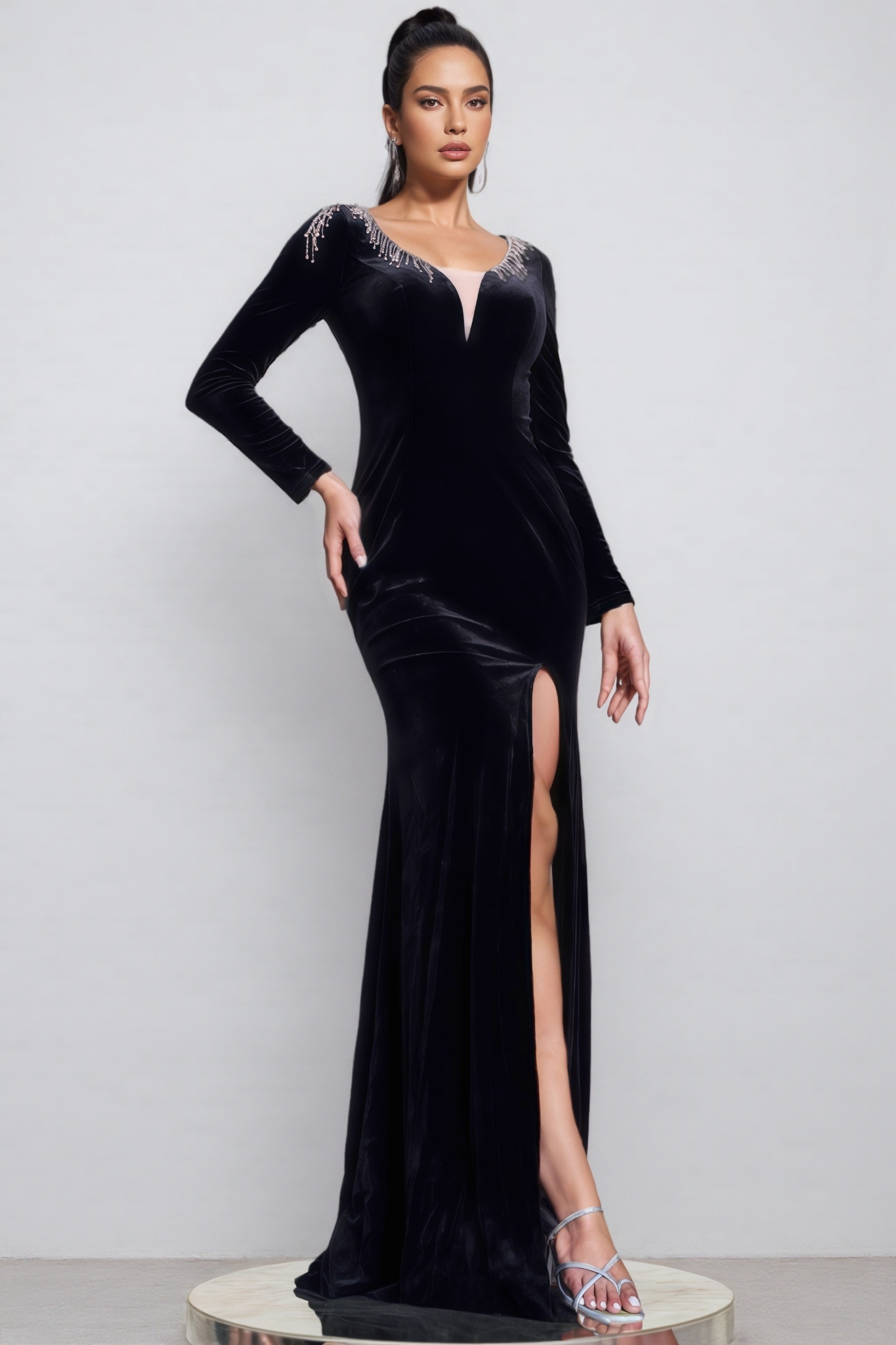 Enya V-Neck Split Maxi Dress