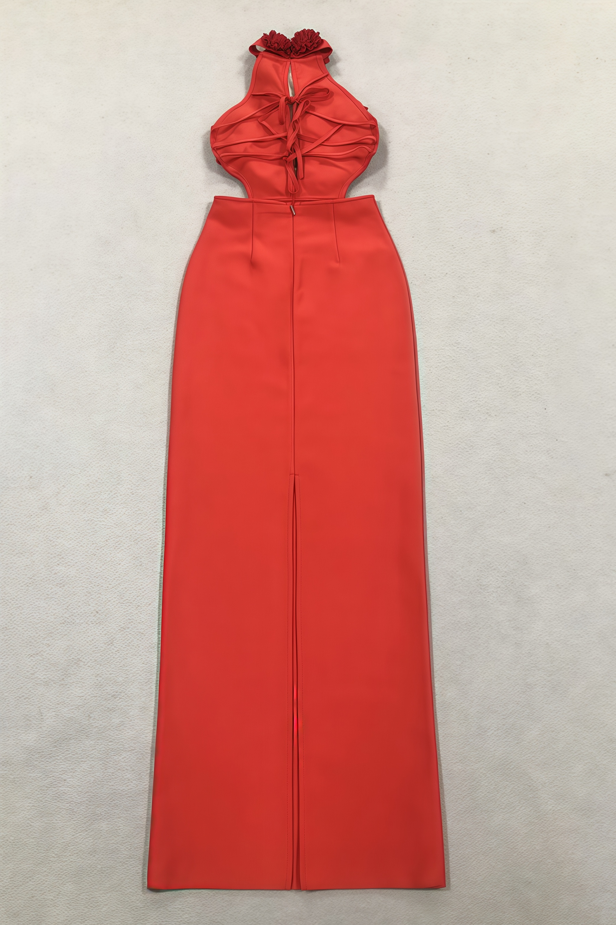 Toven Backless Red Floral Maxi Dress