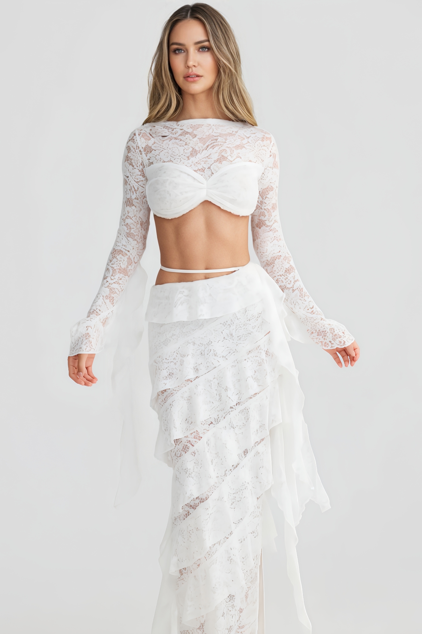 Sylvie Lace-Trimmed Fitted Maxi Dress Set