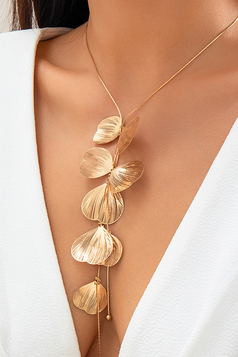 Zena Ginkgo Leaf Tassel Necklace