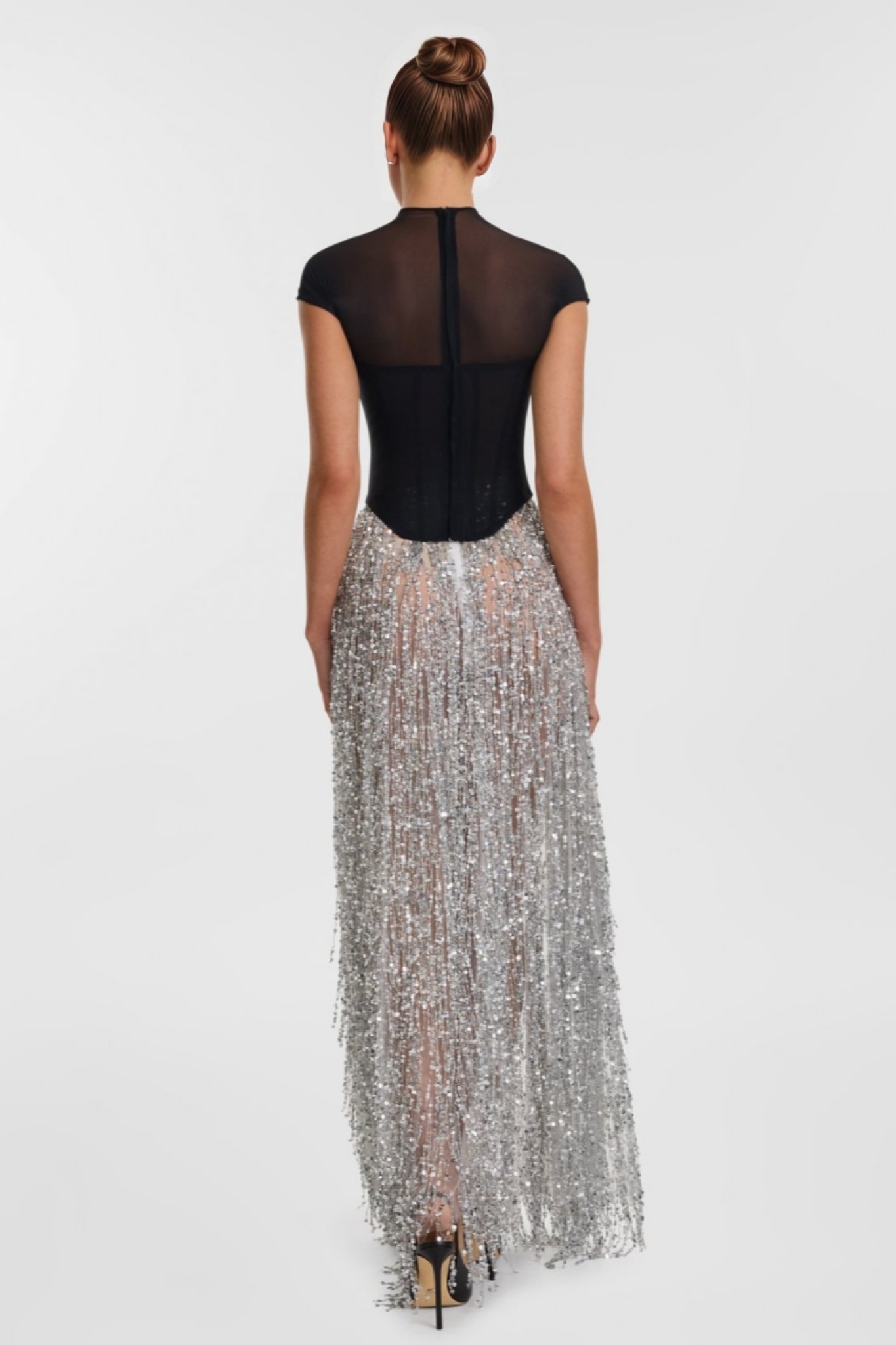 Xenia Fringe Beaded Maxi Dress Two Piece Set