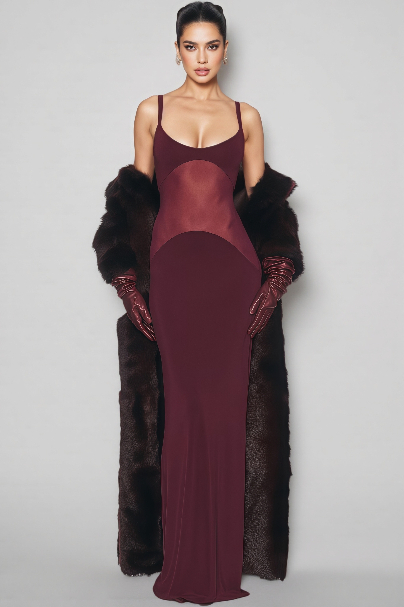 Eirand Red Halter Mesh Maxi Dress