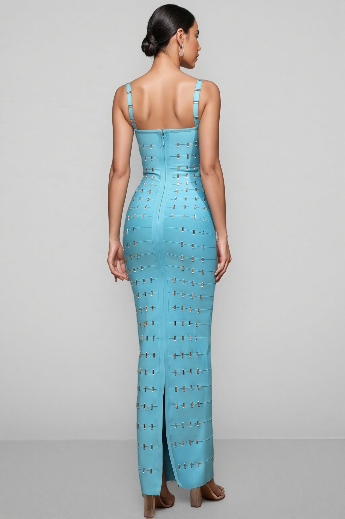 Andesd Blue Strapless Slit Maxi Dress