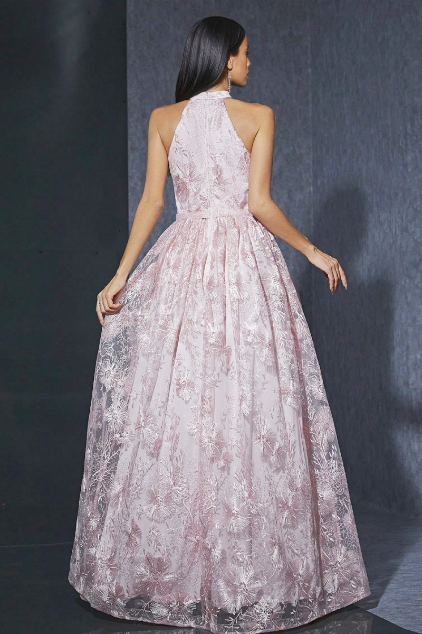 Bea Neckline Pink Mesh Maxi Dress