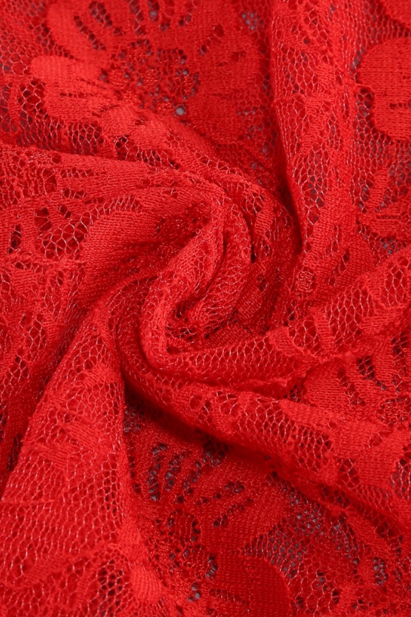 Kainld Red Strapless 3D Flower Mini Dress Set