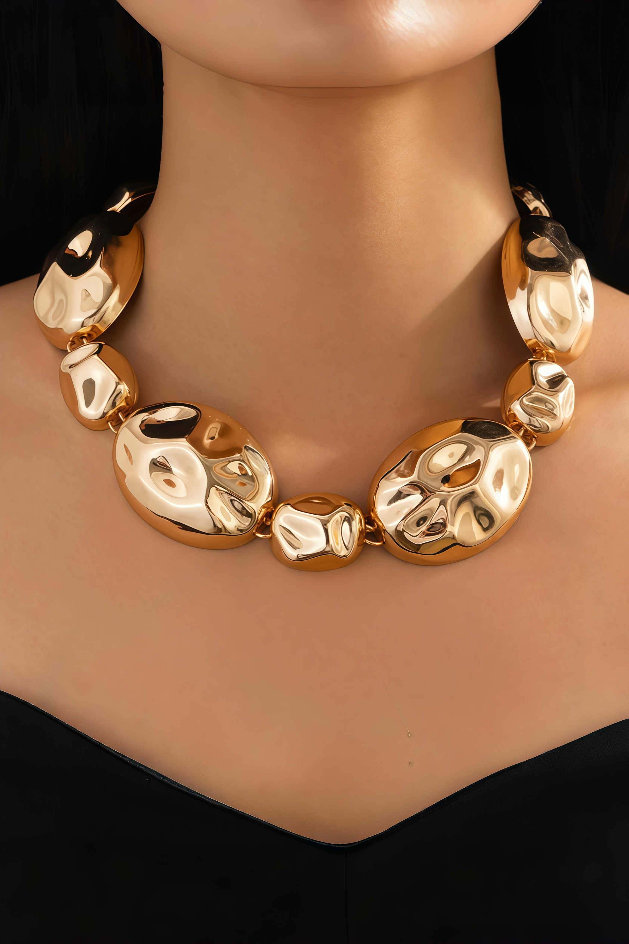 Magnus Glossy Pleated Necklace