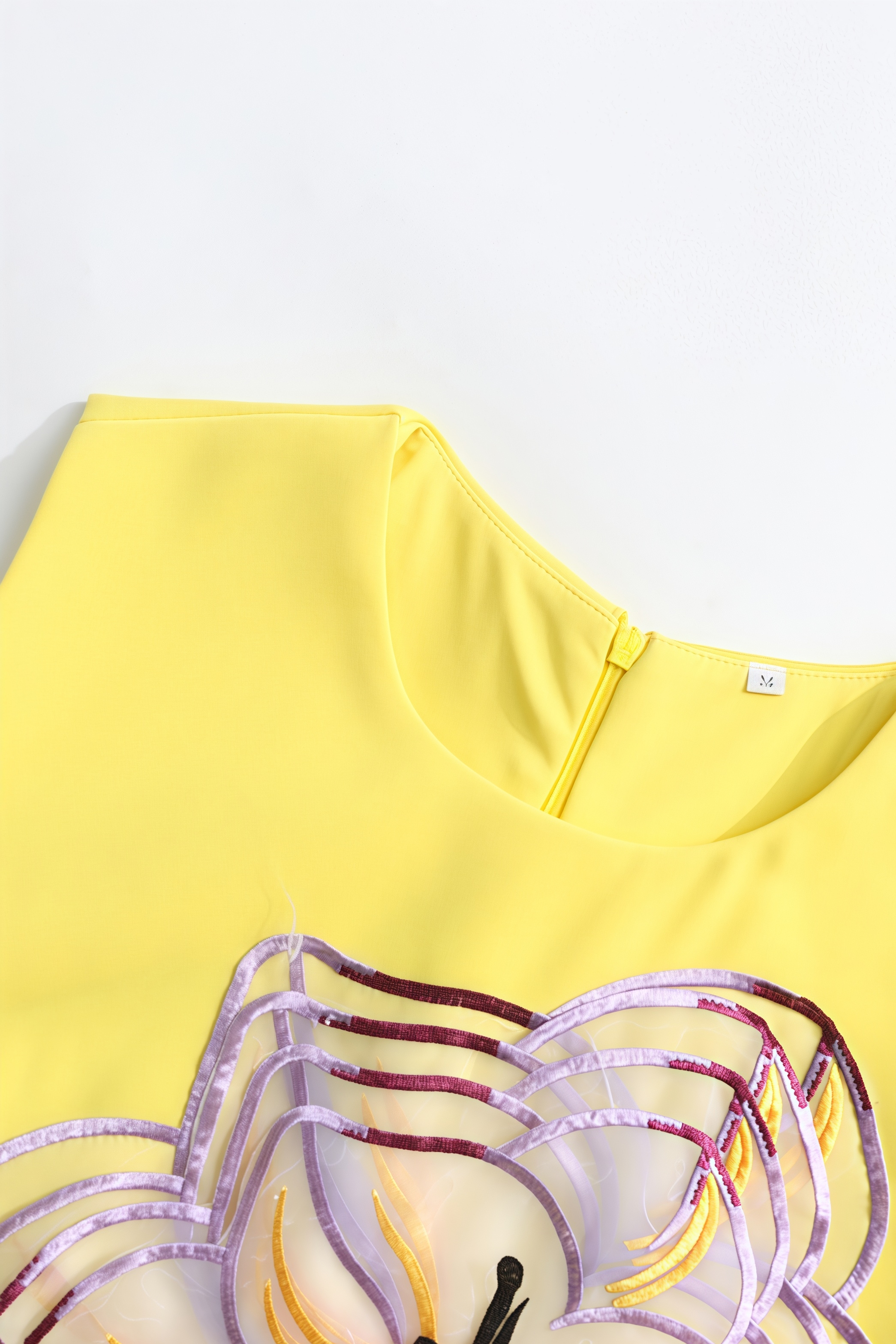 Garrisf Yellow 3D Floral Mini Dress