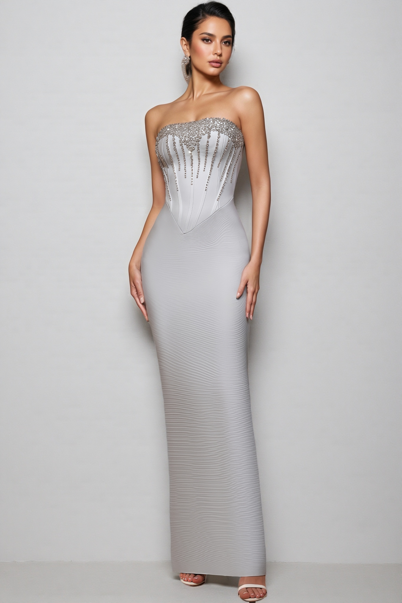 Lumld Strapless Rhinestone Maxi Dress