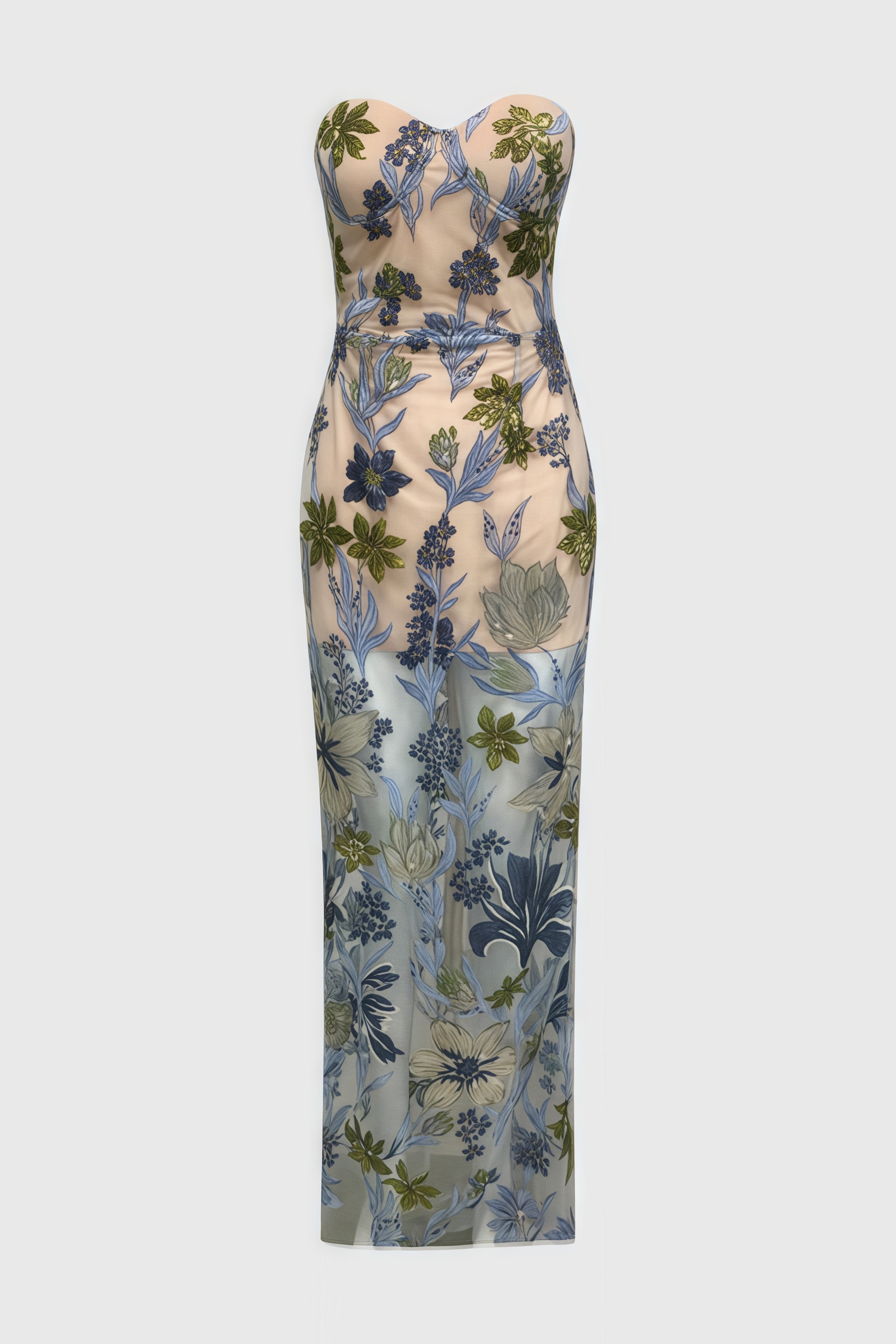 Waylen Blue Embroidered Maxi Dress