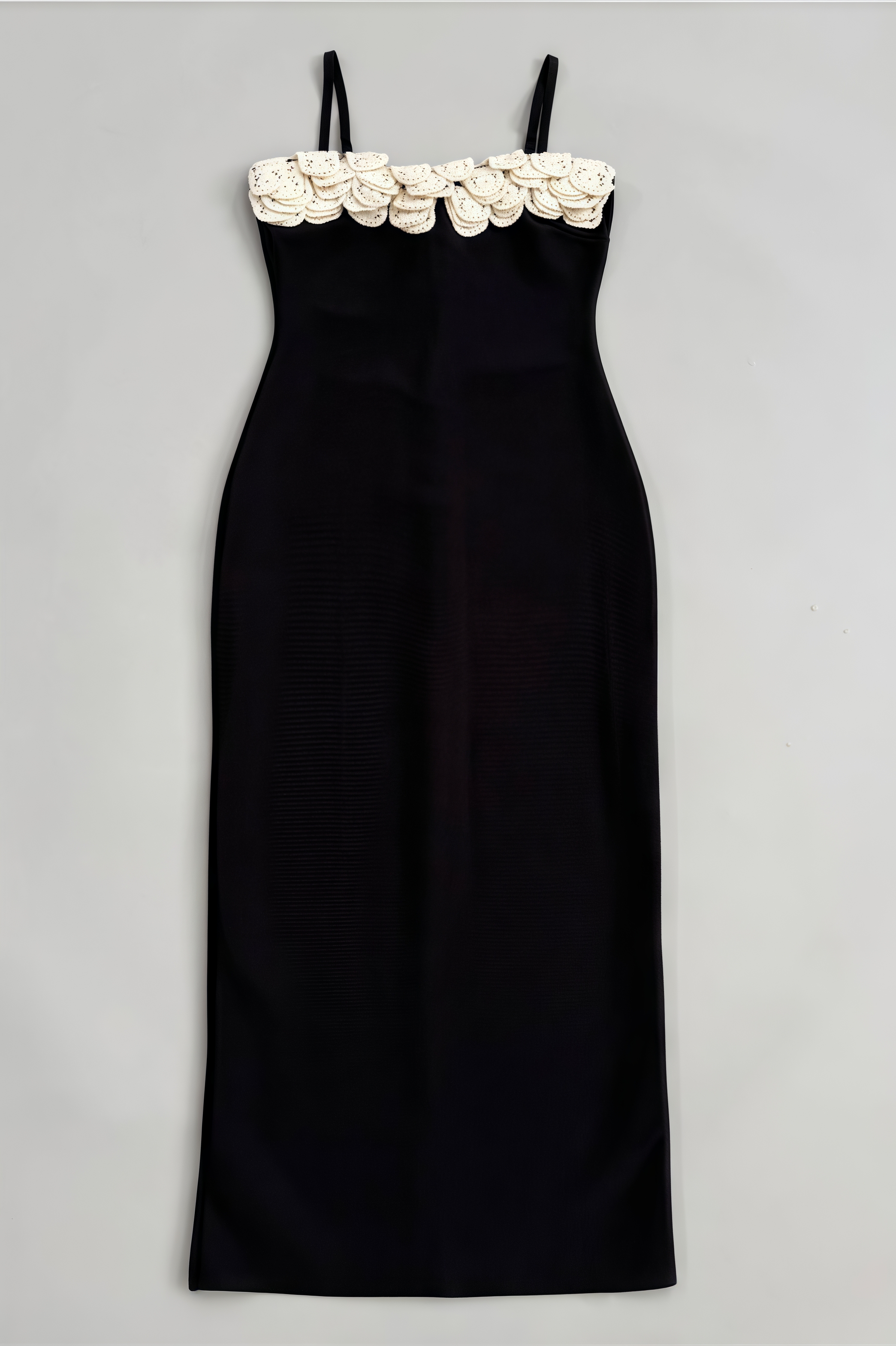 Sennad Black Strapless Lace Bandage Midi Dress