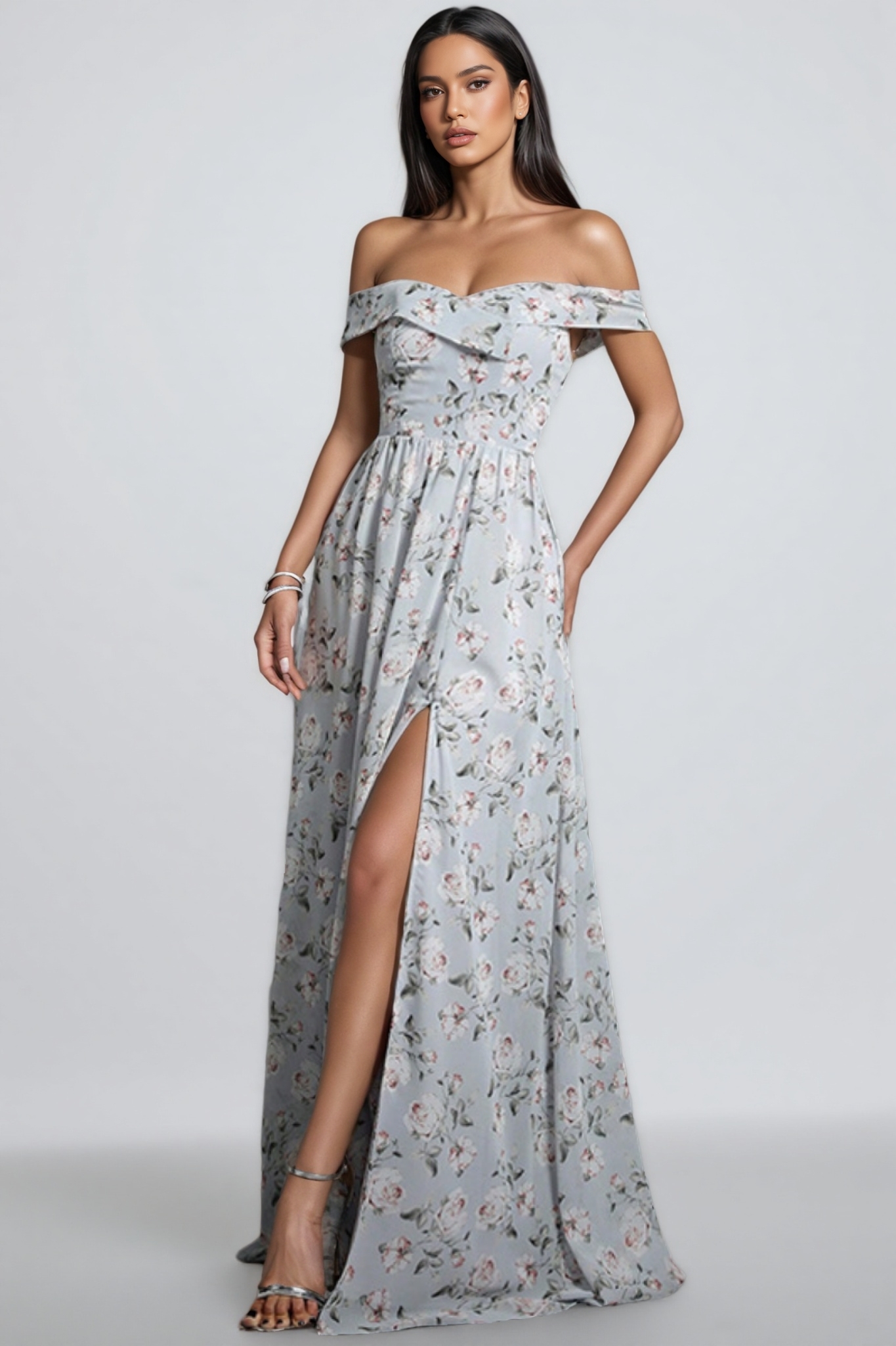 Frances Floral Off Shoulder Maxi Dress