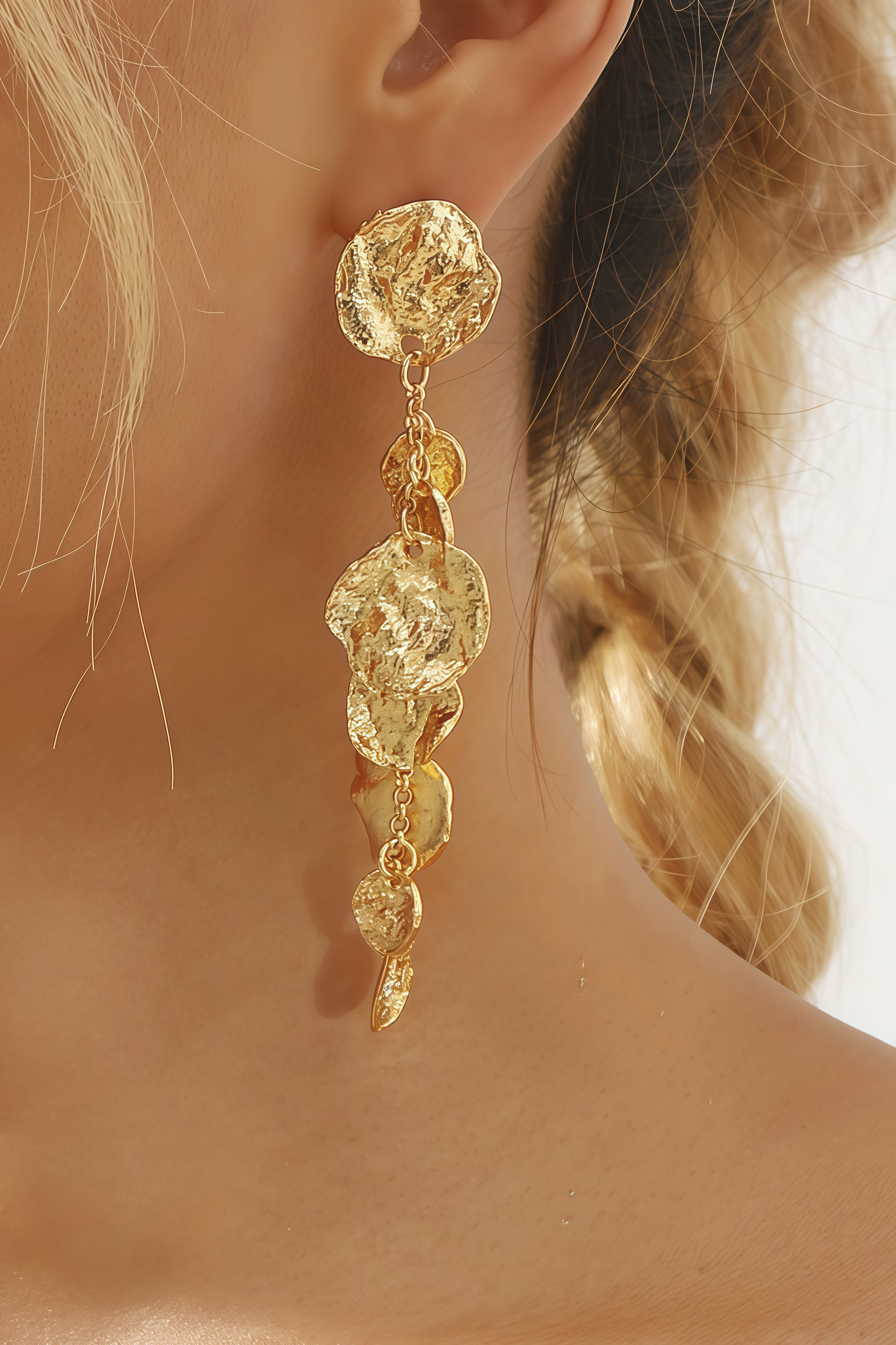 Neville Metal Round Piece Dangle Earrings