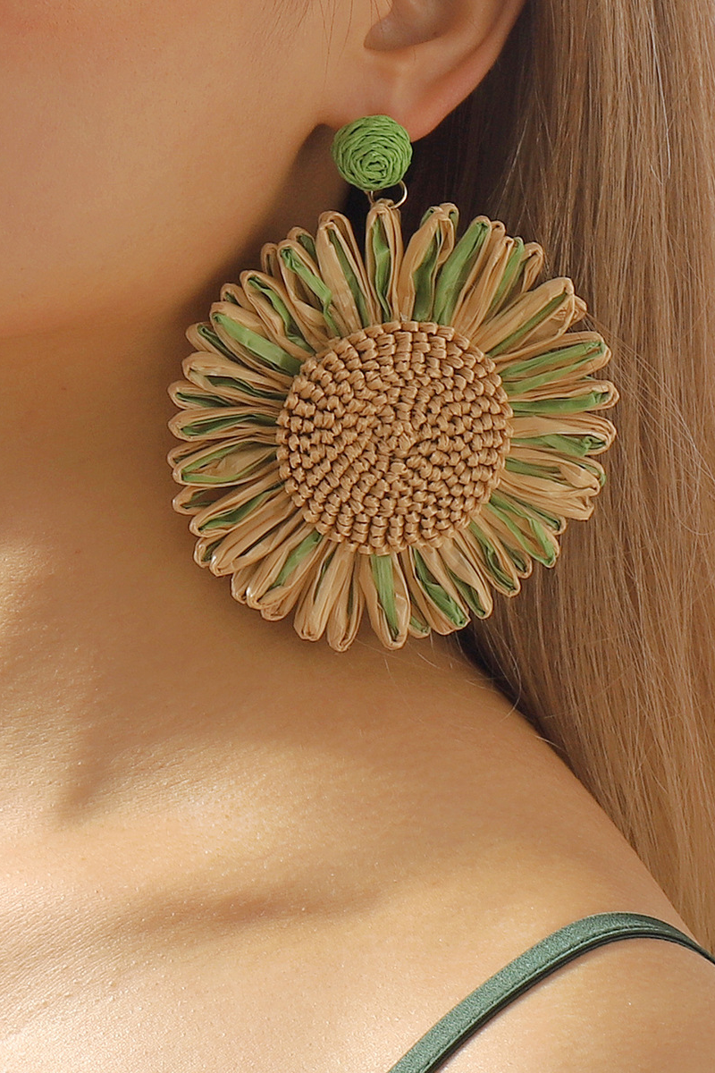 Zina Raffia Woven Floral Earrings