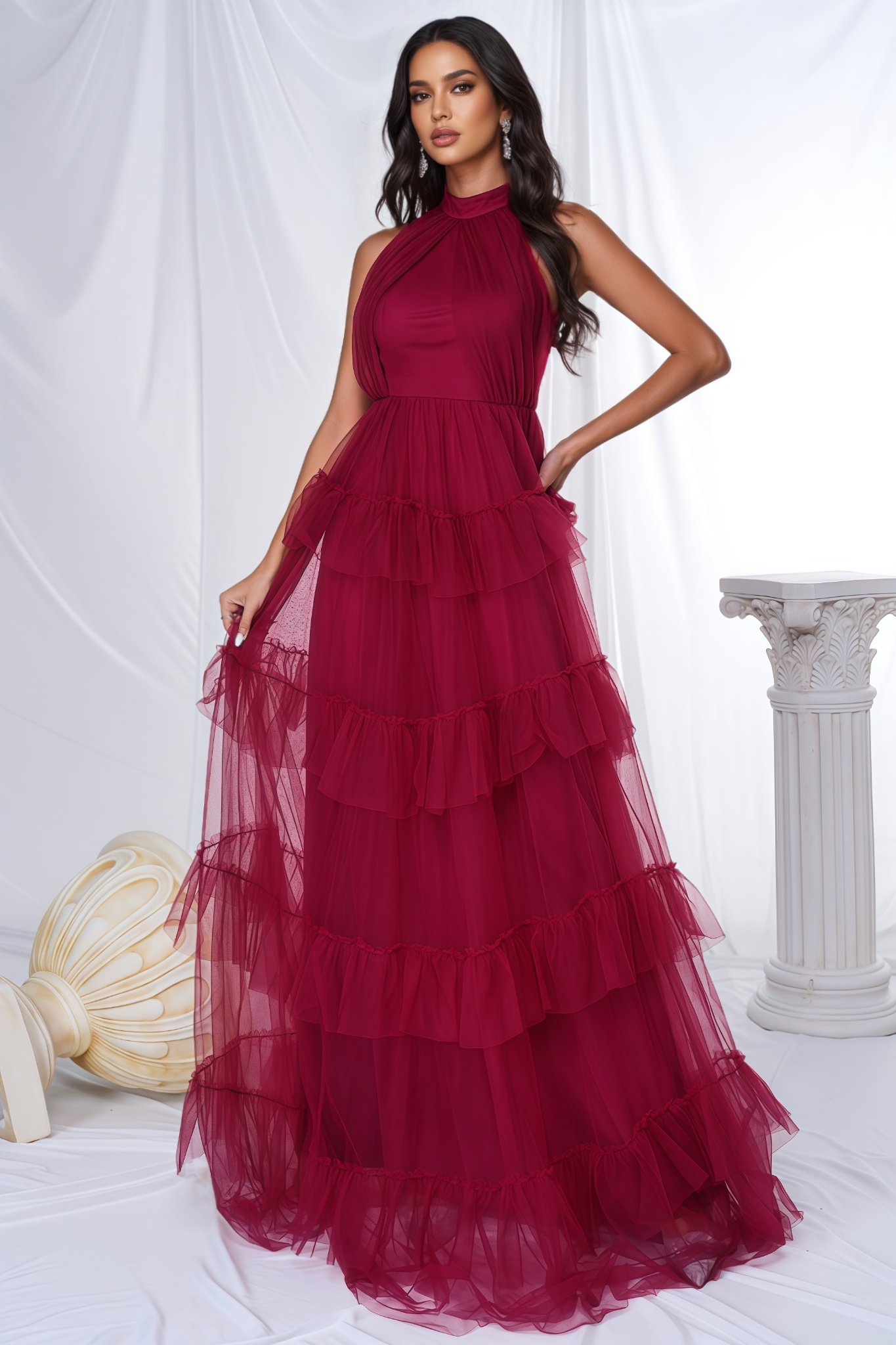 Vira Red Strapless Maxi Dress