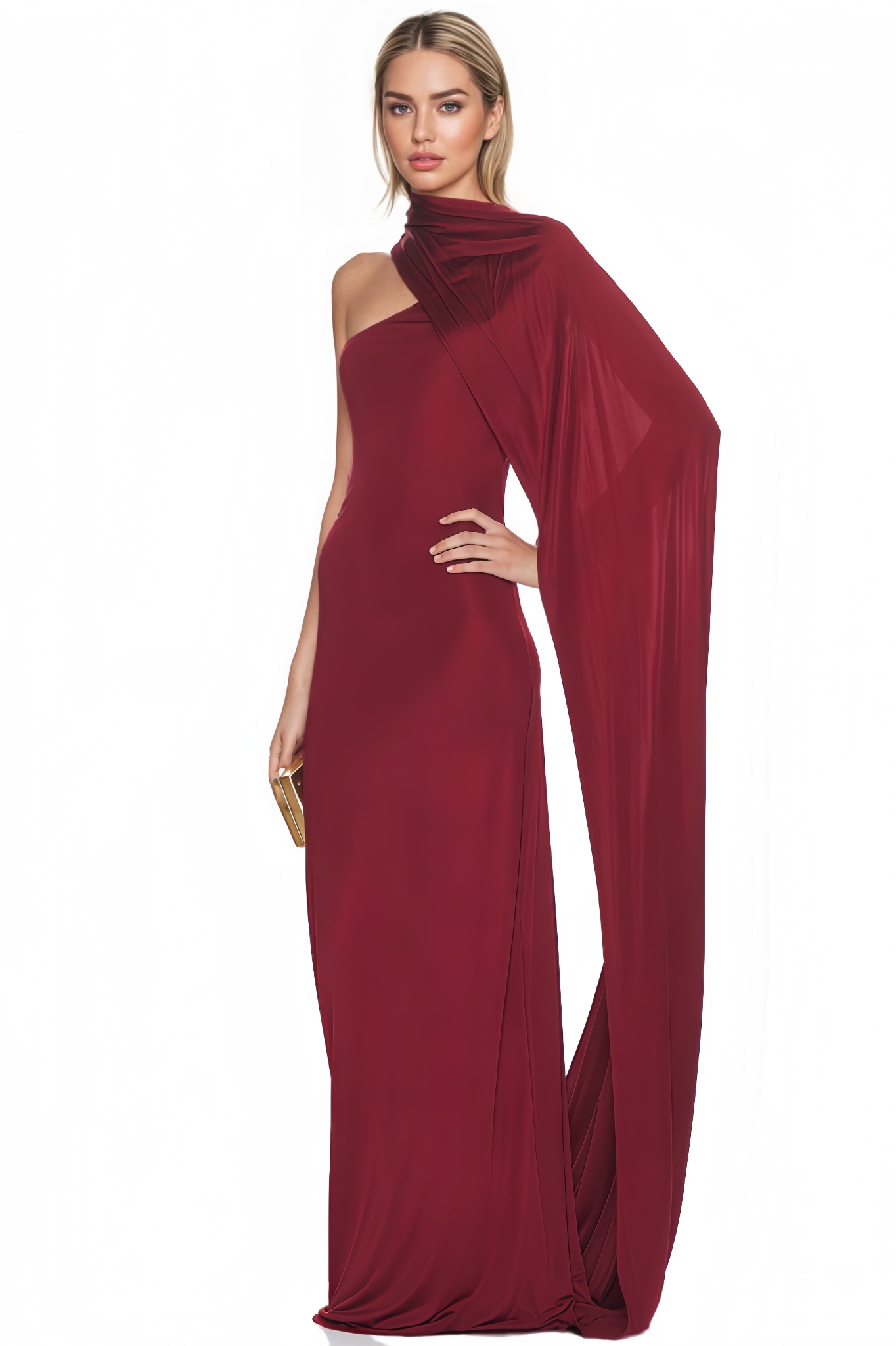 Daxte Backless Shawl-Collar Maxi Dress