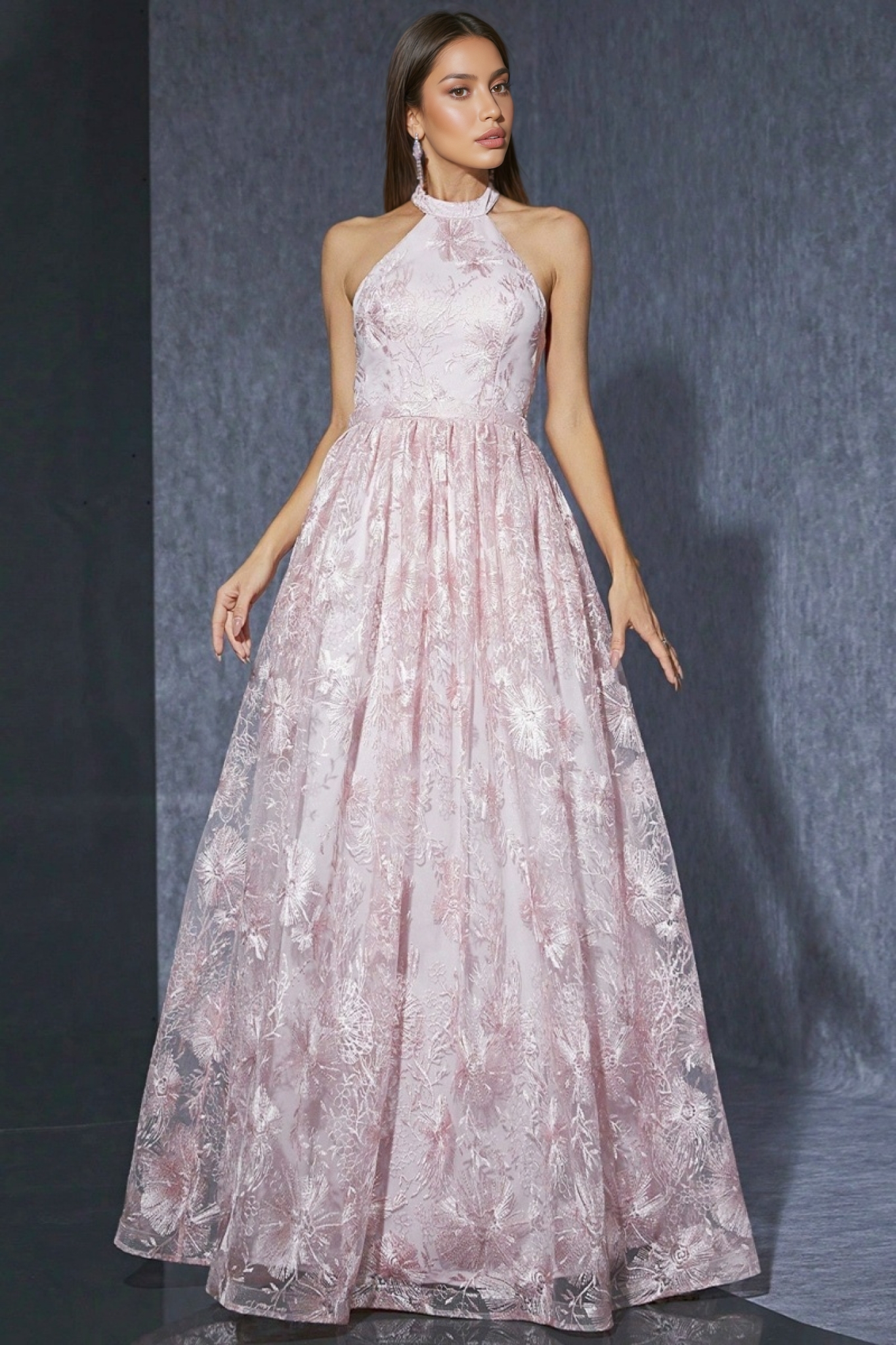 Bea Neckline Pink Mesh Maxi Dress