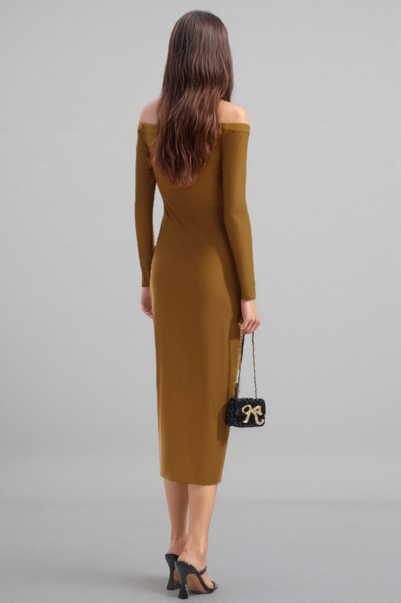 Gwen Hollow Flower Bandage Midi Dress