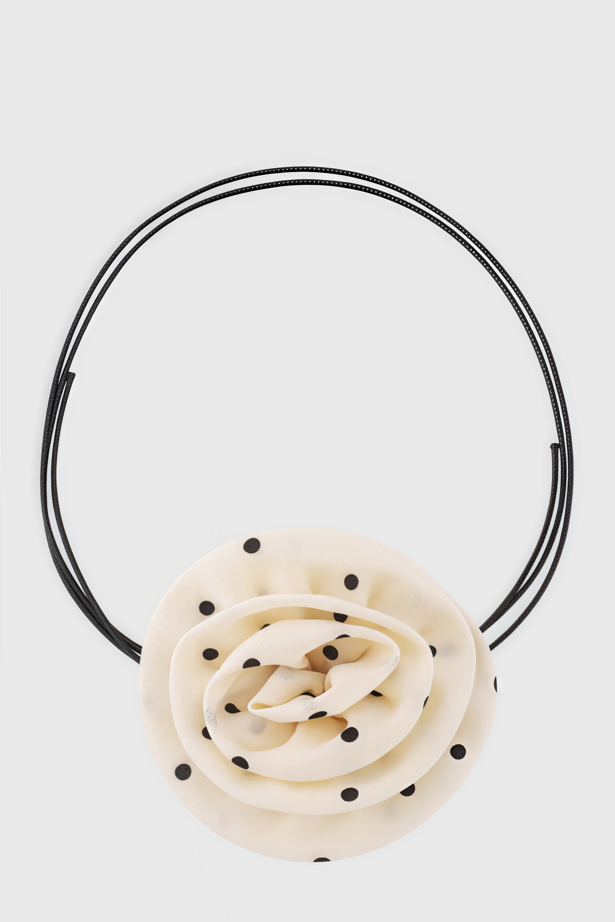 Pereok Satin Polka Dot Rose Necklace