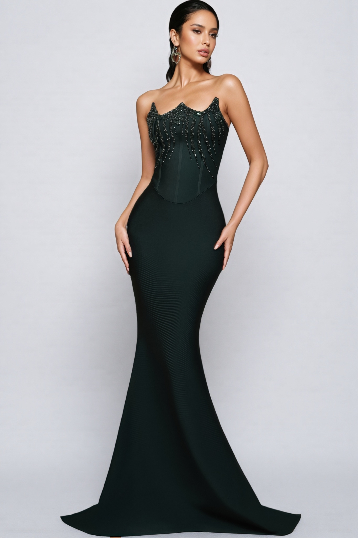 Odeek Green Sparkling Fishtail Maxi Dress