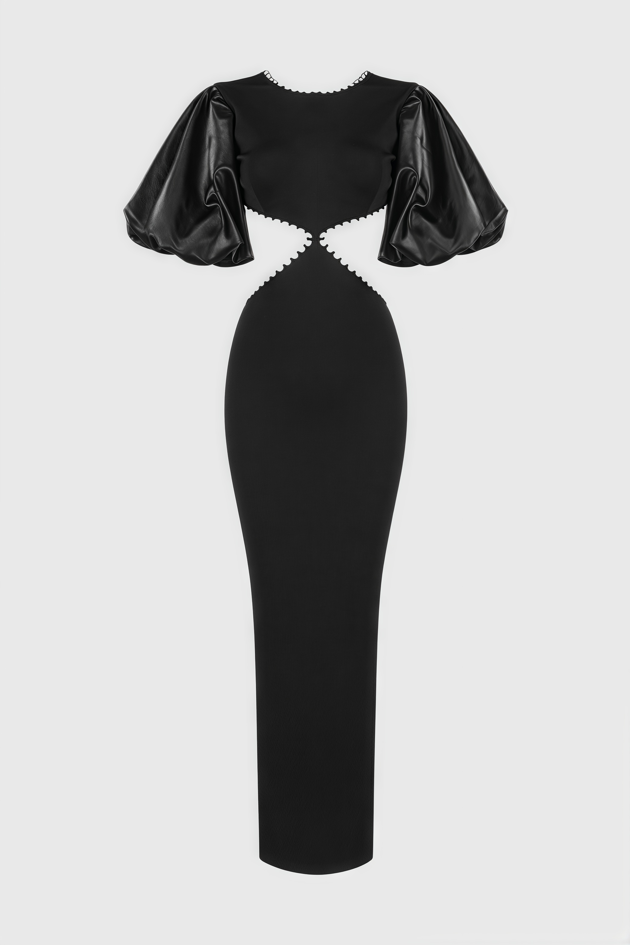 Terefa Backless Bubble Sleeve Black Maxi Dress