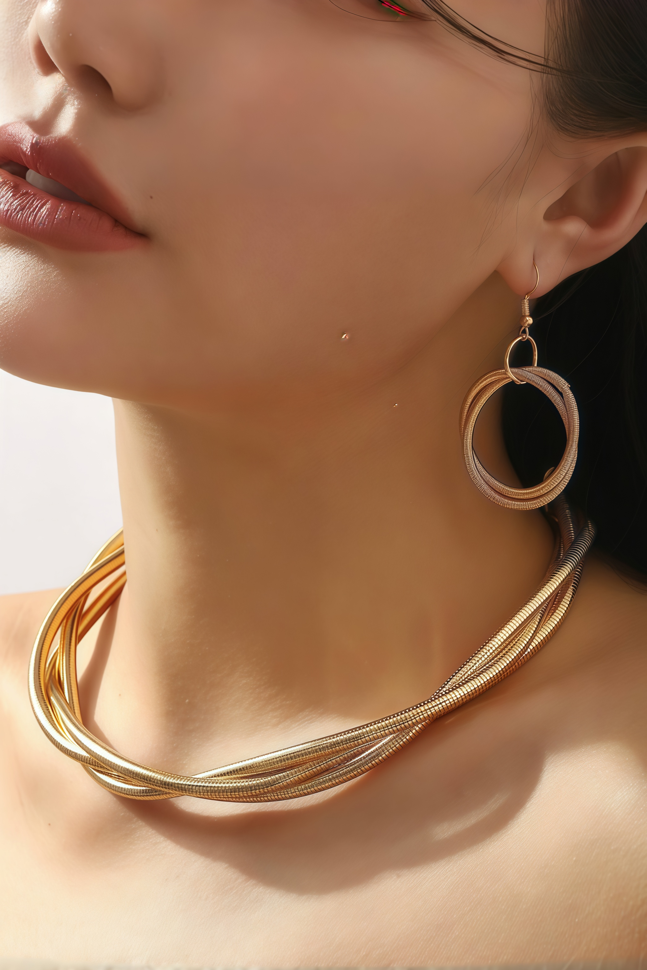 Ulysses Triple Wire Wrap Around Clasp Necklace & Earrings Set