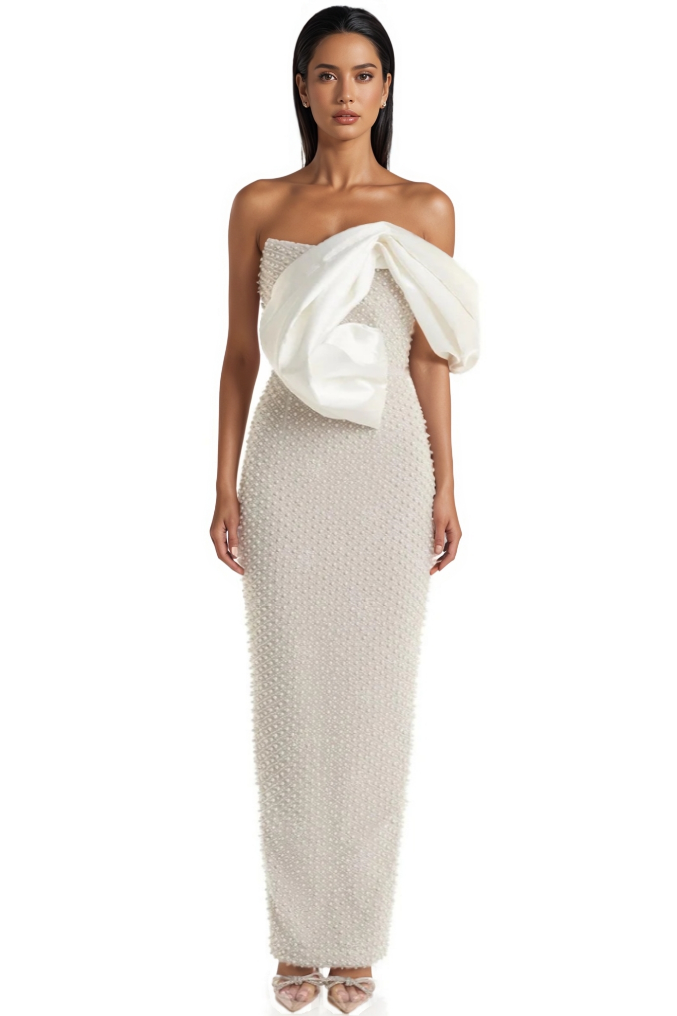Lyra Pearl Embellished Off-shoulder Maxi Dress