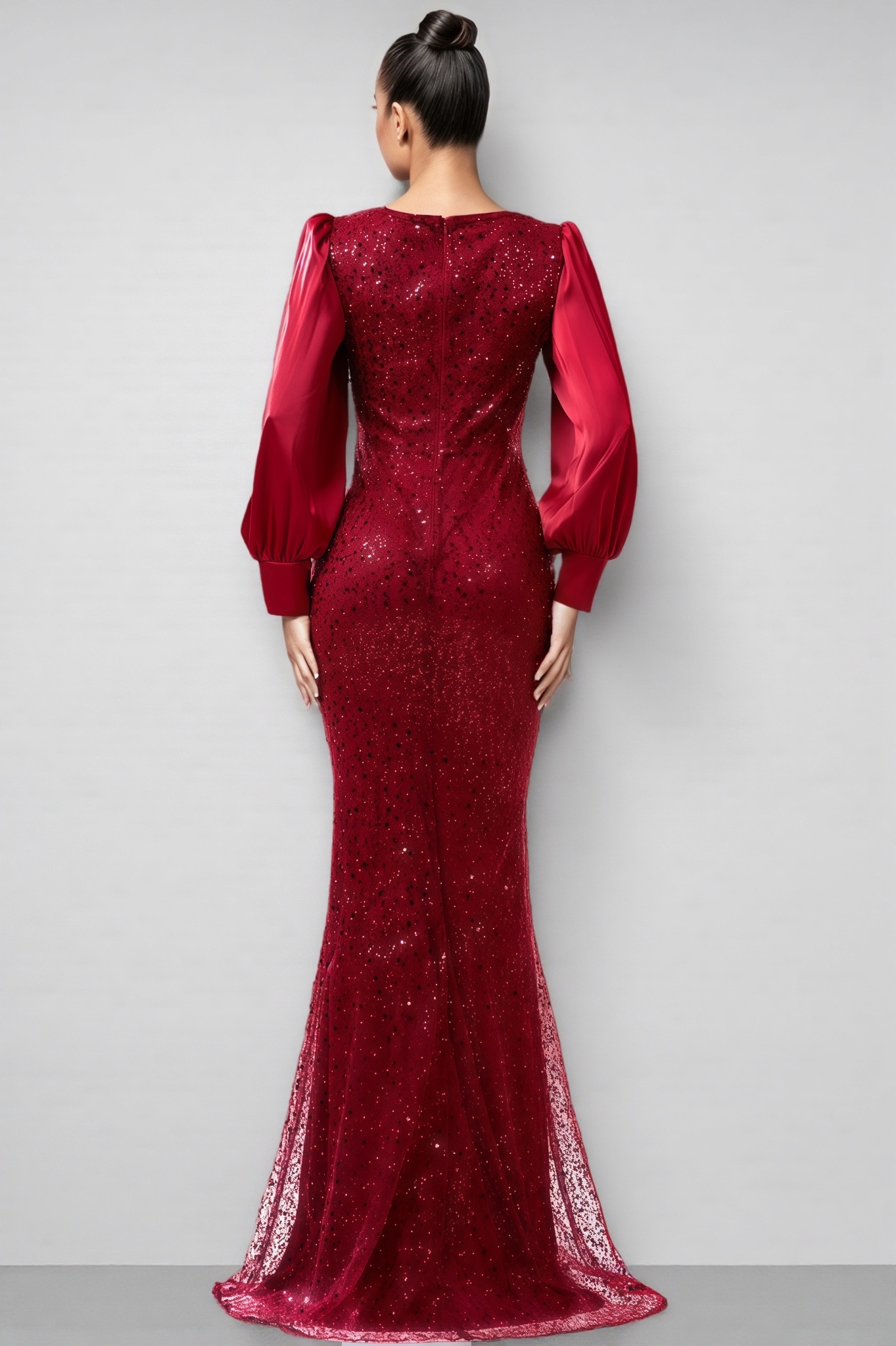 Paxton Red Round Neck Sequin Maxi Dress