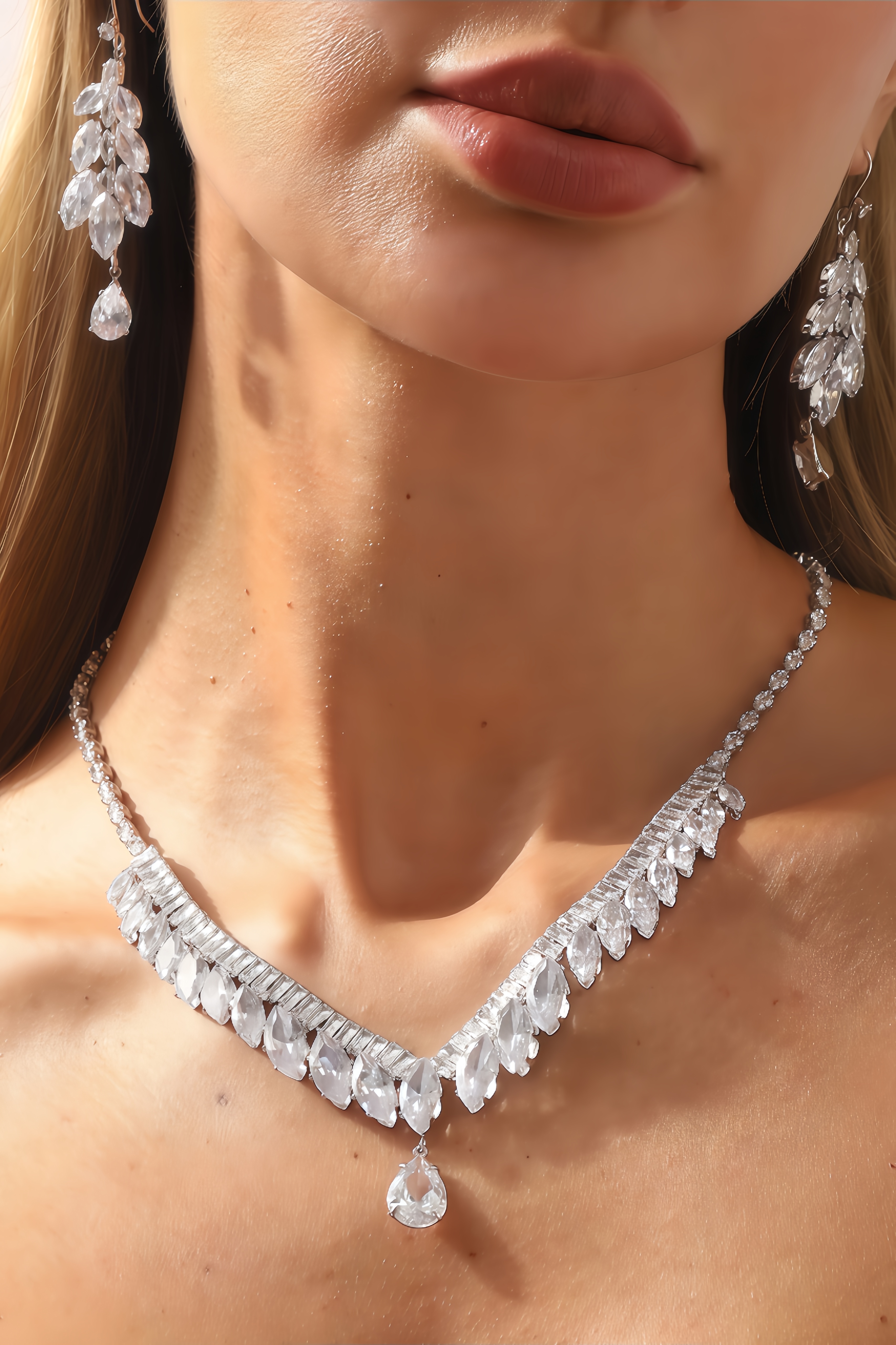 Miaka Copper Zircon Necklace And Earring Set