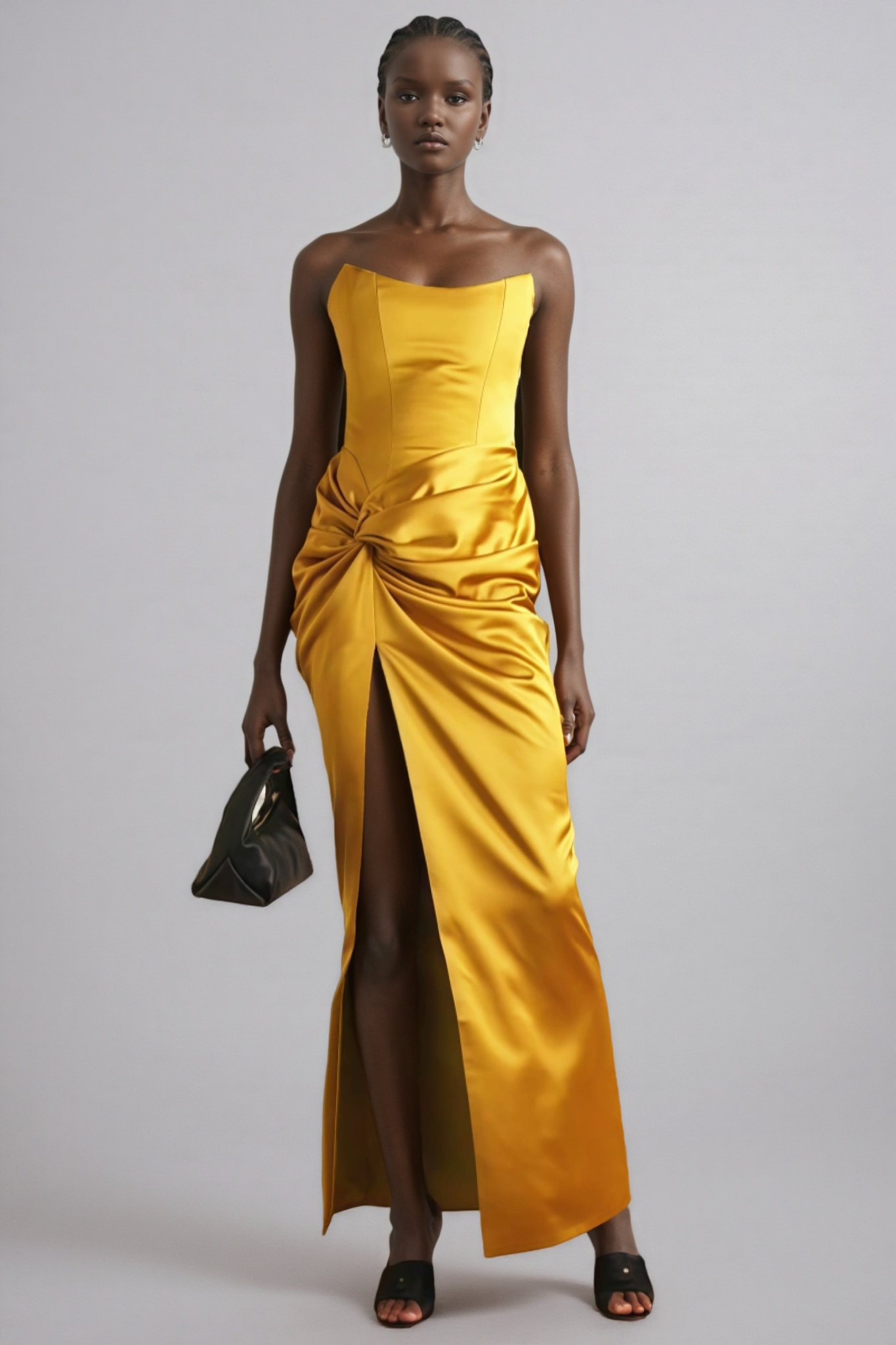 Sarah Strapless High Split Midi Dress