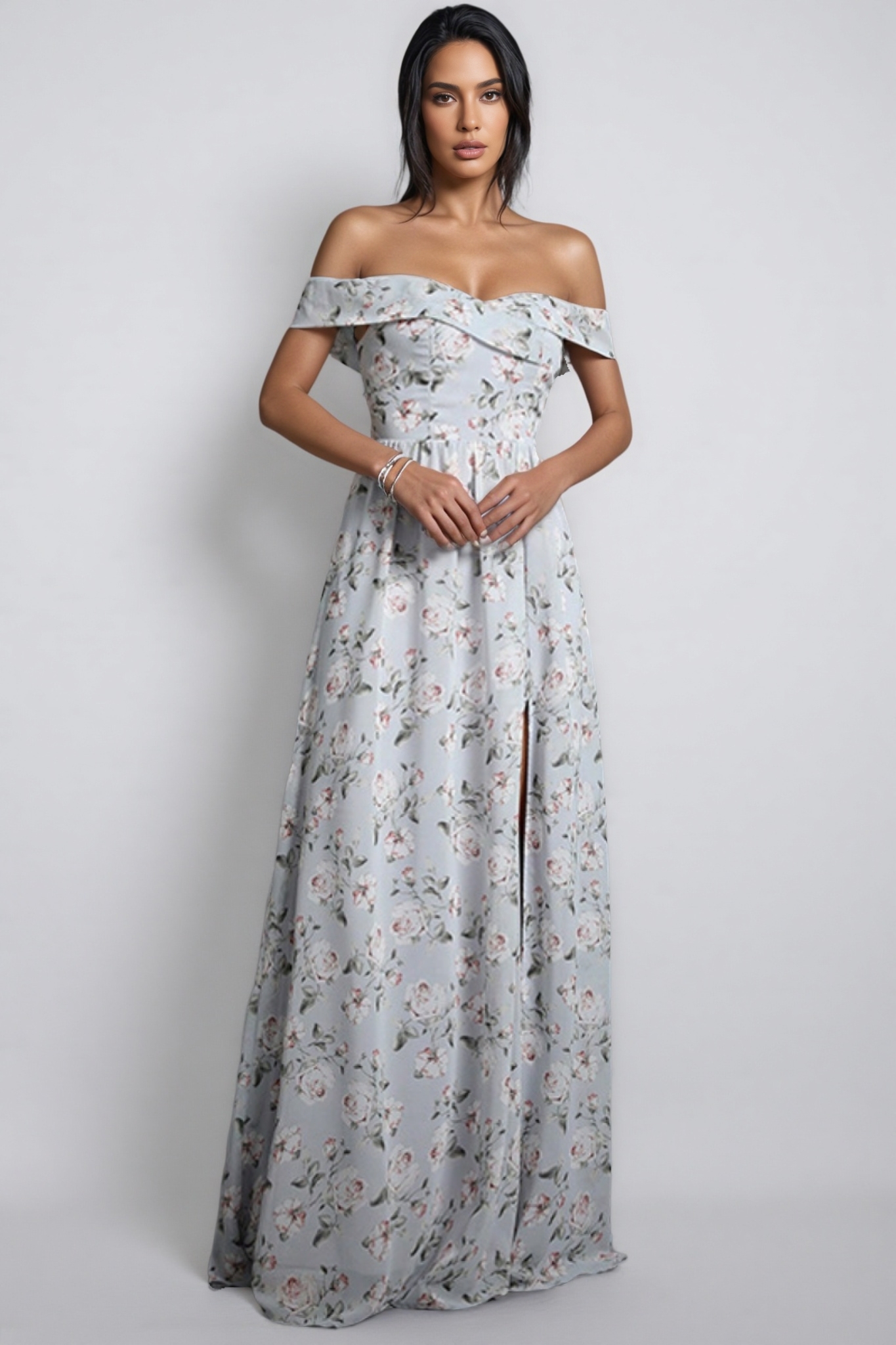 Frances Floral Off Shoulder Maxi Dress