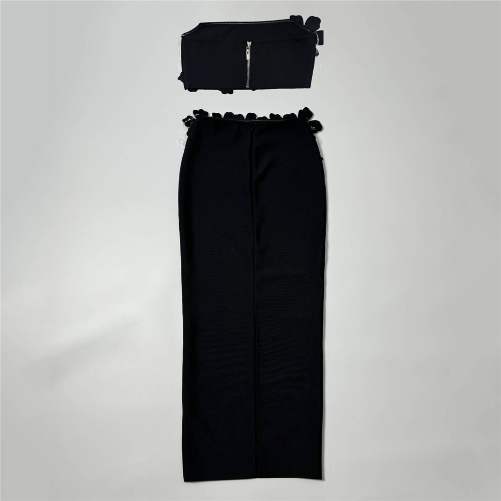 Diamanté Bustier Blouse Half Maxi Dress Set