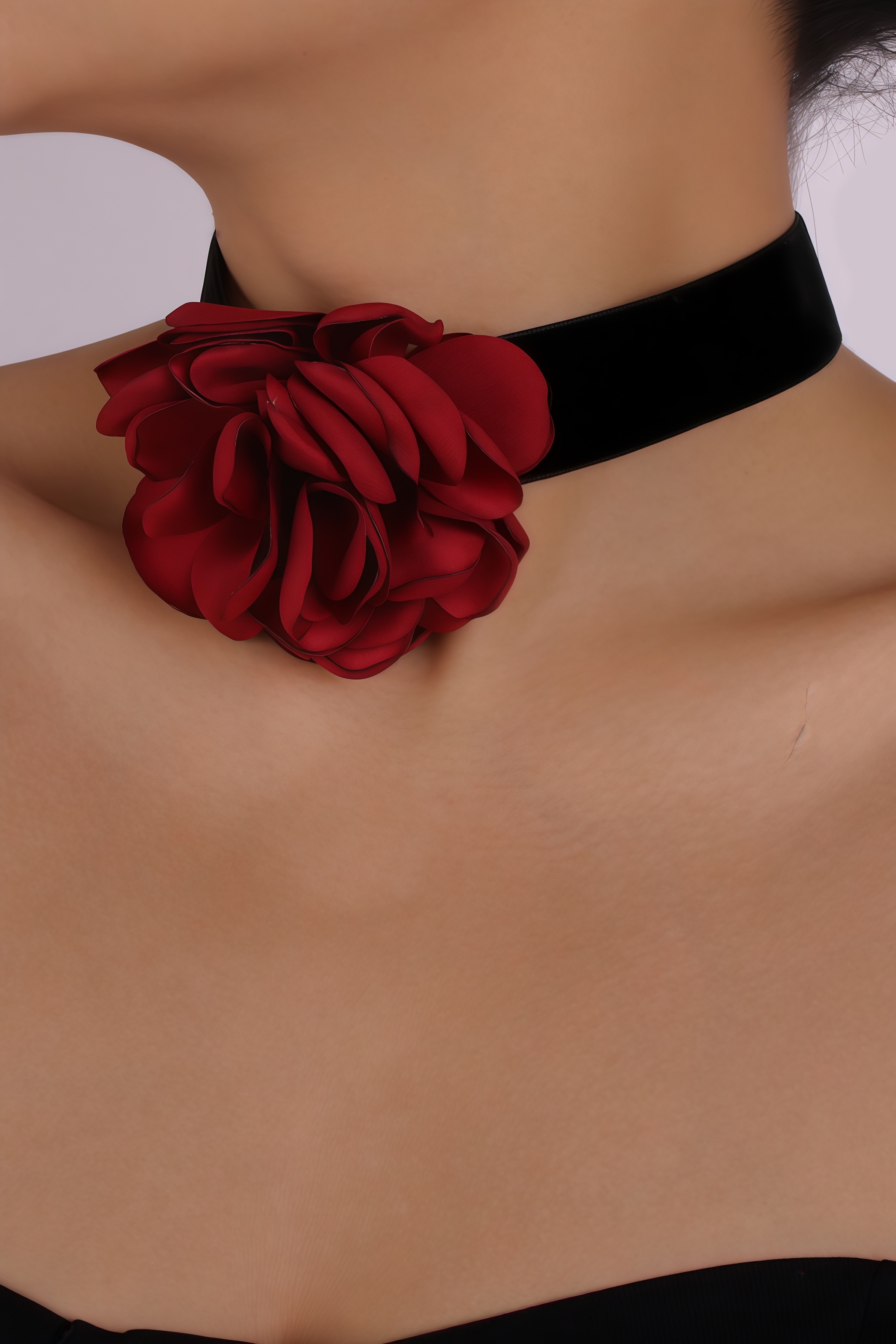 Eamon Rose Flocking Fabric Necklace