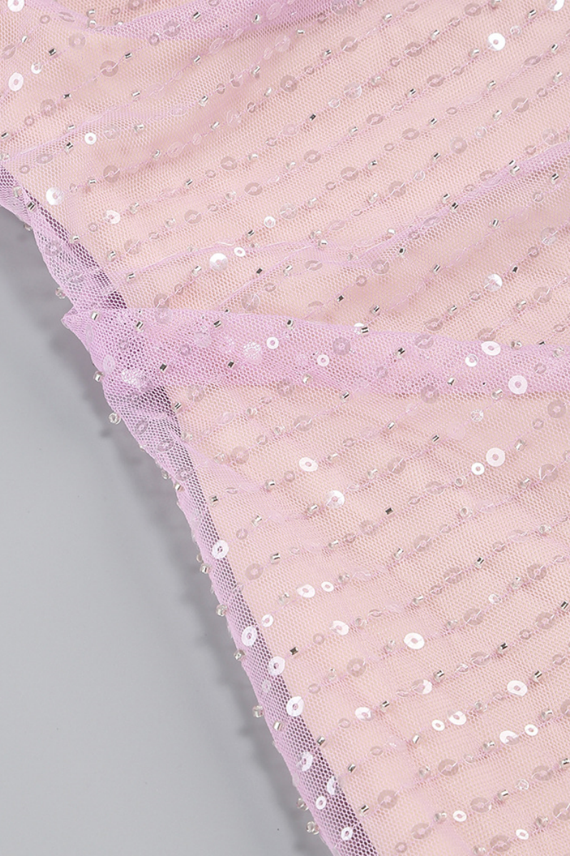 Hespere Halter Sequin Mesh Maxi Dress