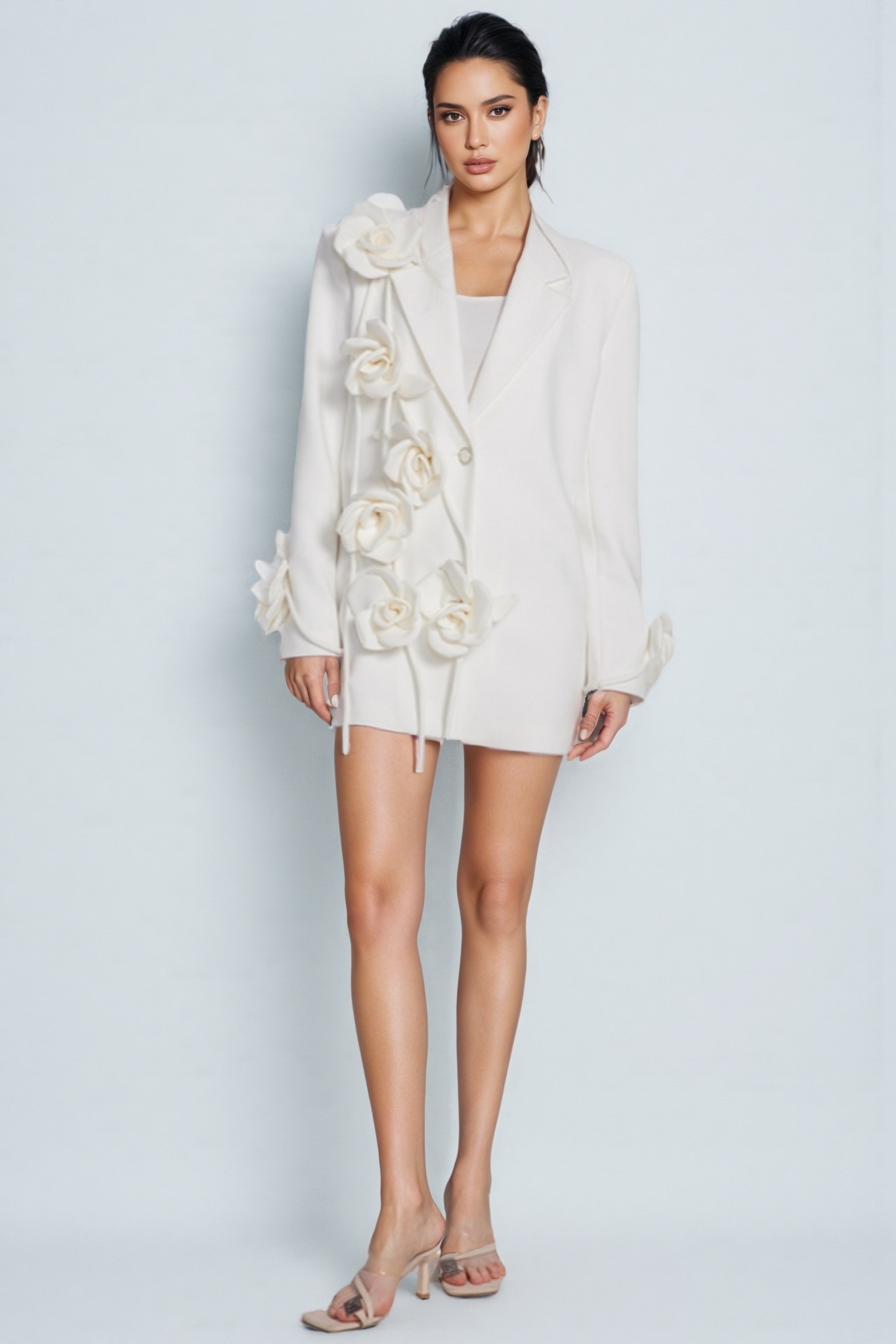 Faunr Long Sleeve Lapel 3D Floral Blazer