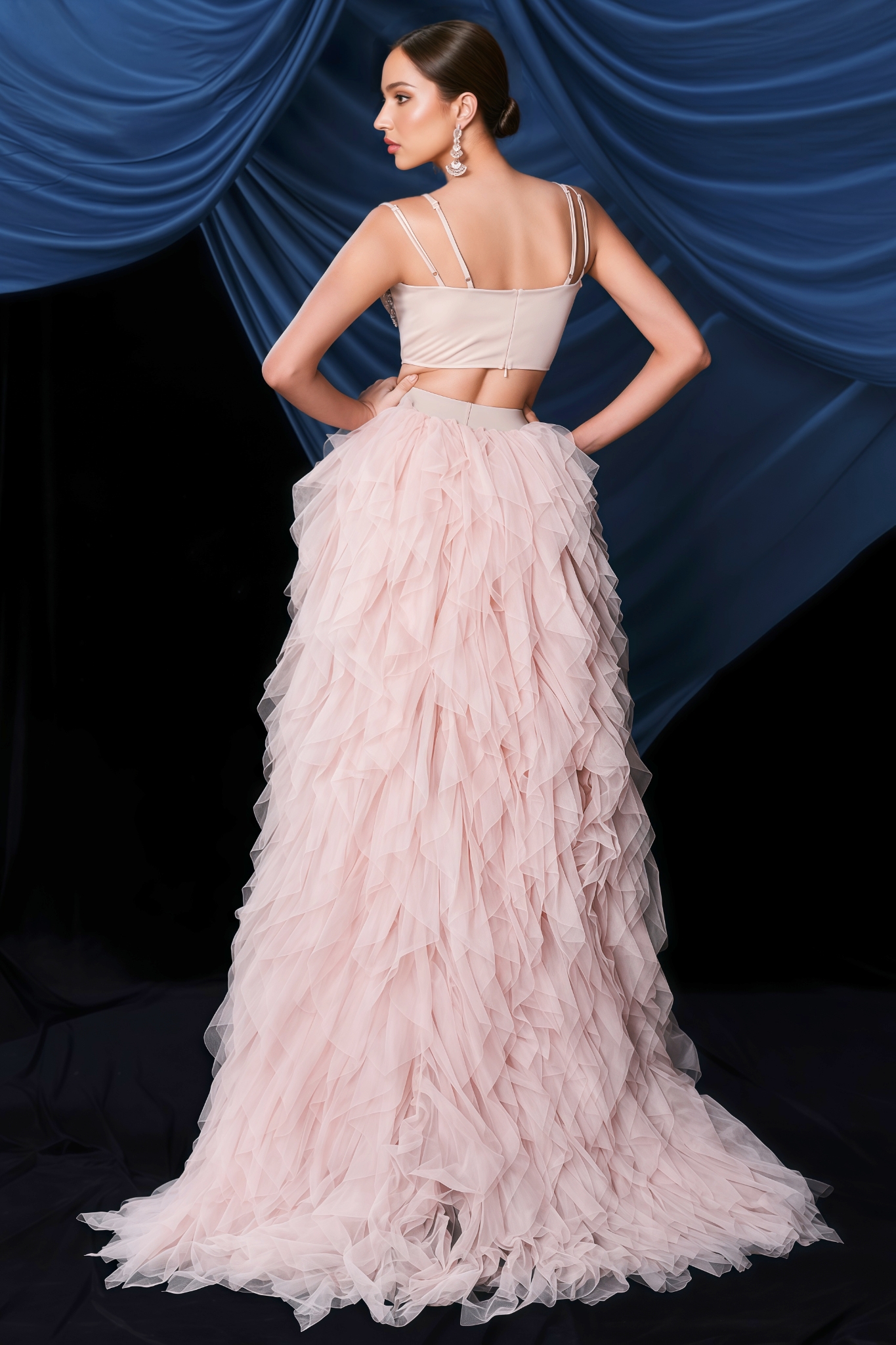 Kacy Halter Mesh Under Skirt Two Piece Set