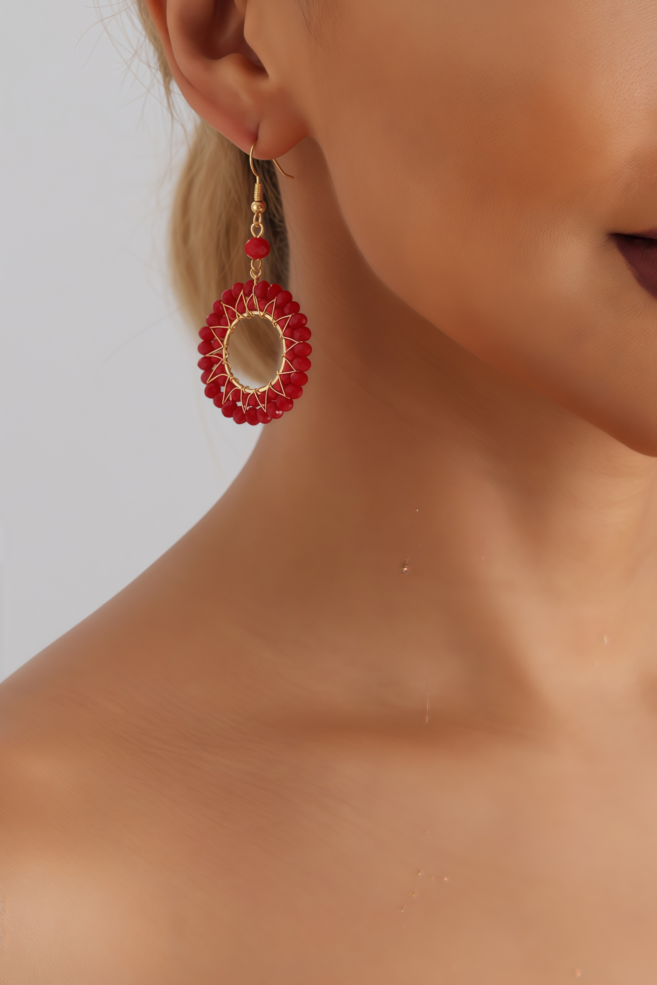 Juno Red Crystal Woven Earrings