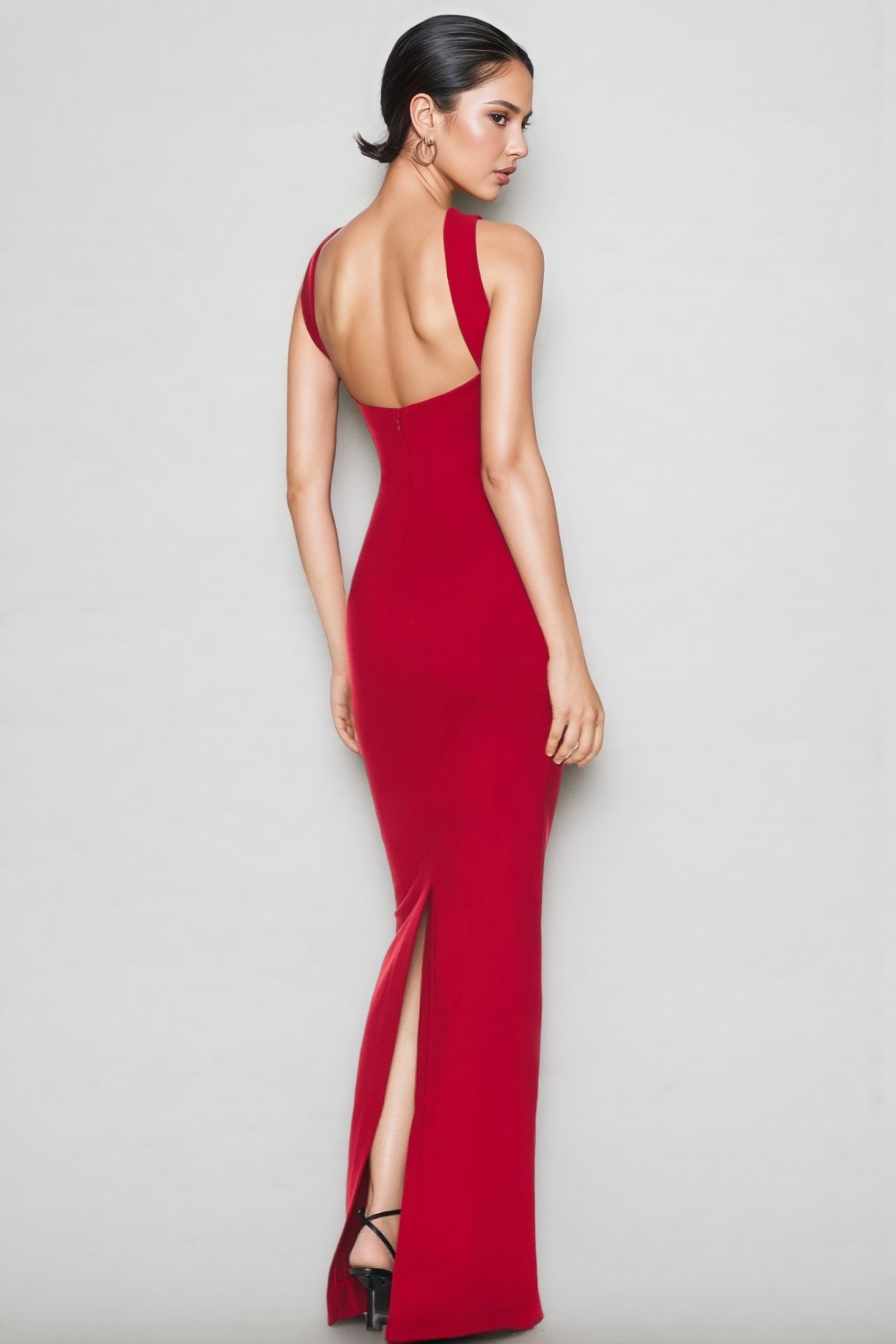 Aroa Sheath Tight Neckline Maxi Dress